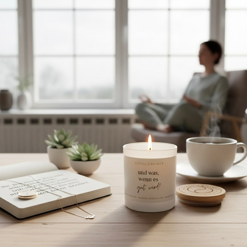 "und was, wenn es gut wird?" | Duftkerze mit ätherischen Ölen & Audio Meditation