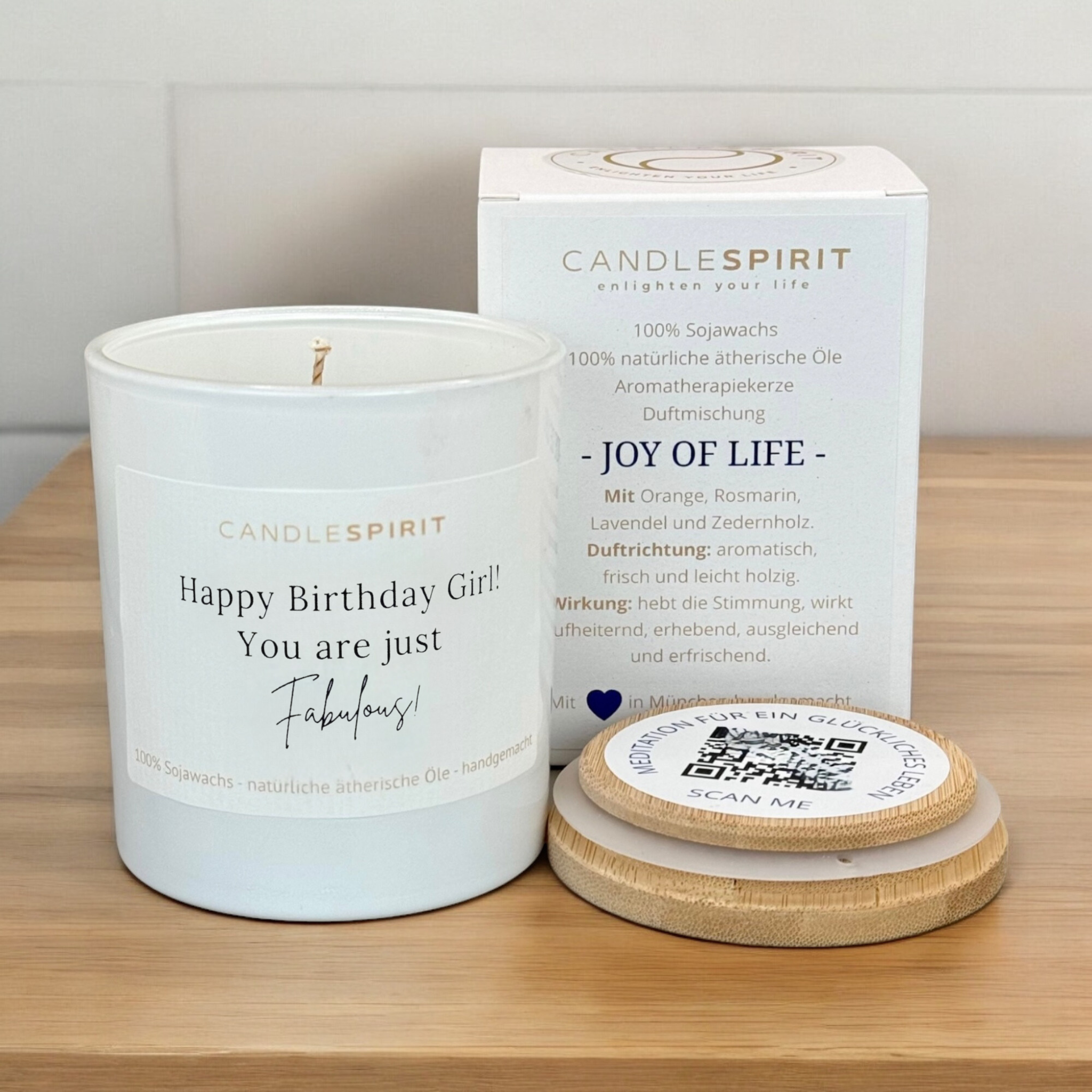 "Happy Birthday Girl! You are just Fabulous!" | Aromatherapie Duftkerze mit Gratis Meditation | CANDLESPIRIT