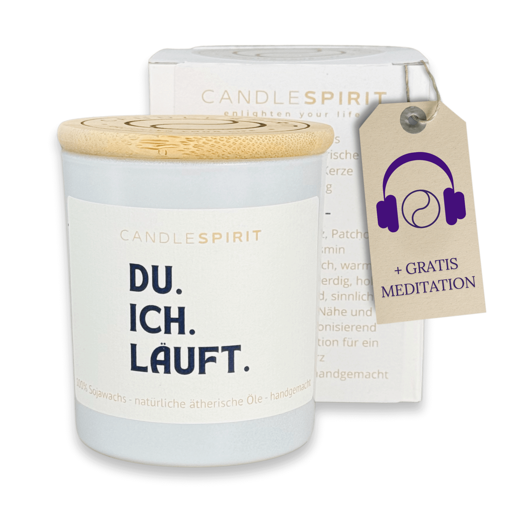 "DU.ICH.LÄUFT." Duftkerze mit ätherischen Ölen & Gratis-Meditation