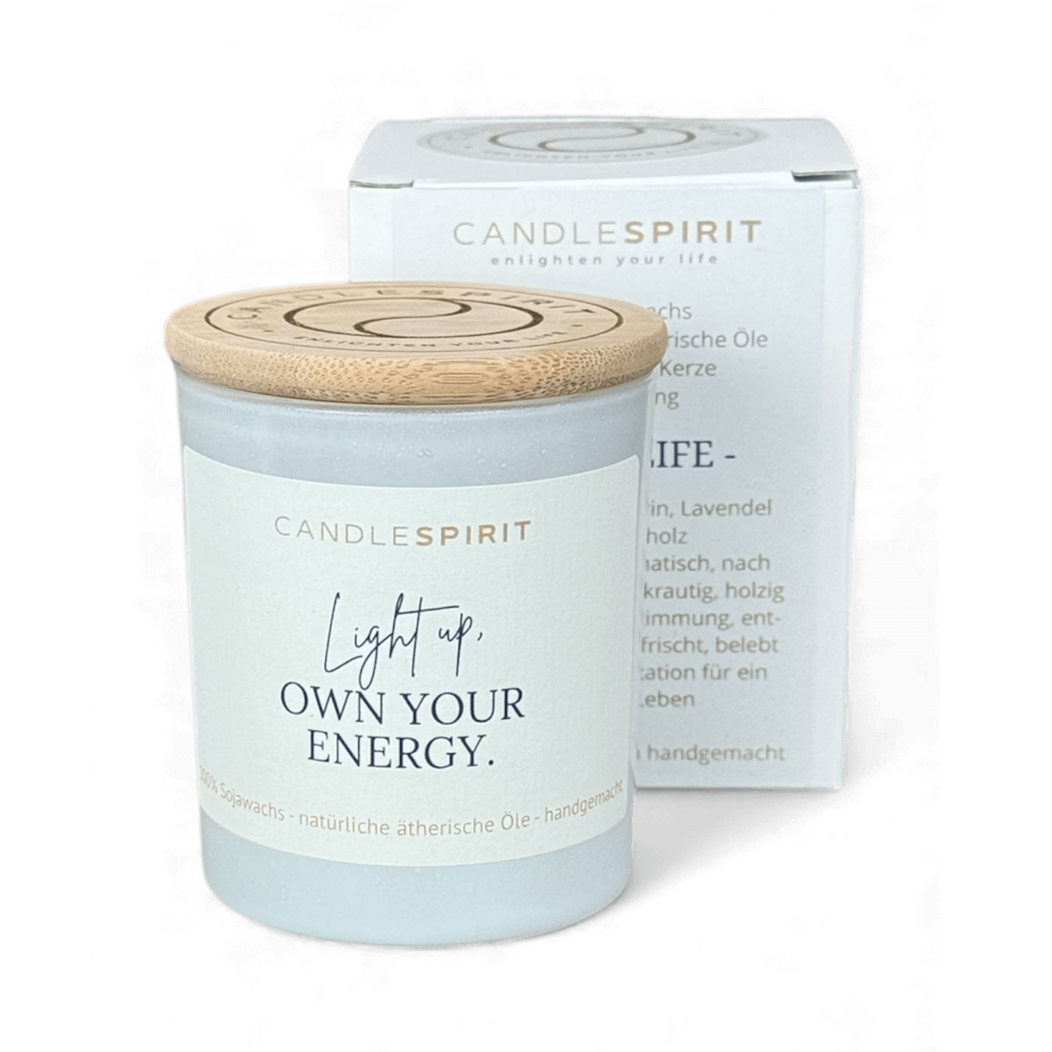 "Light up, own your Energy" | Aromatherapie Duftkerze mit Audio Meditation