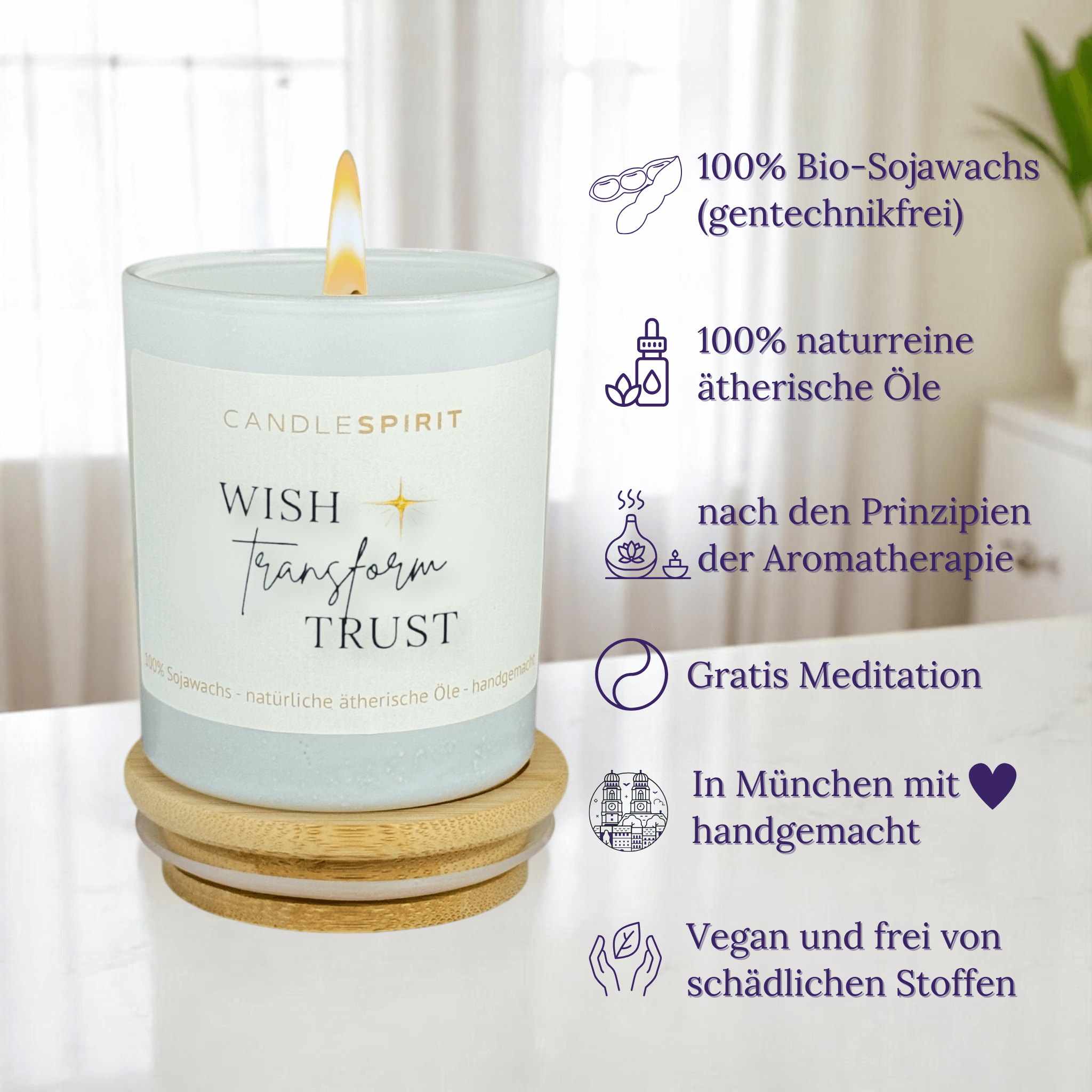 "Wish, Transform, Trust" | Rauhnachts-Duftkerze mit ätherischen Ölen & Audio-Meditation