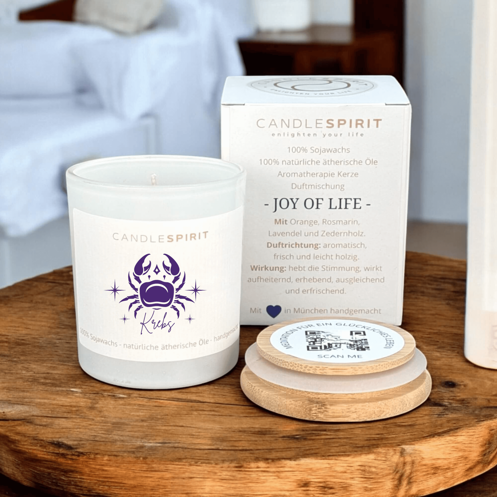 Sternzeichen "Krebs" | Aromatherapie Duftkerze mit Meditation