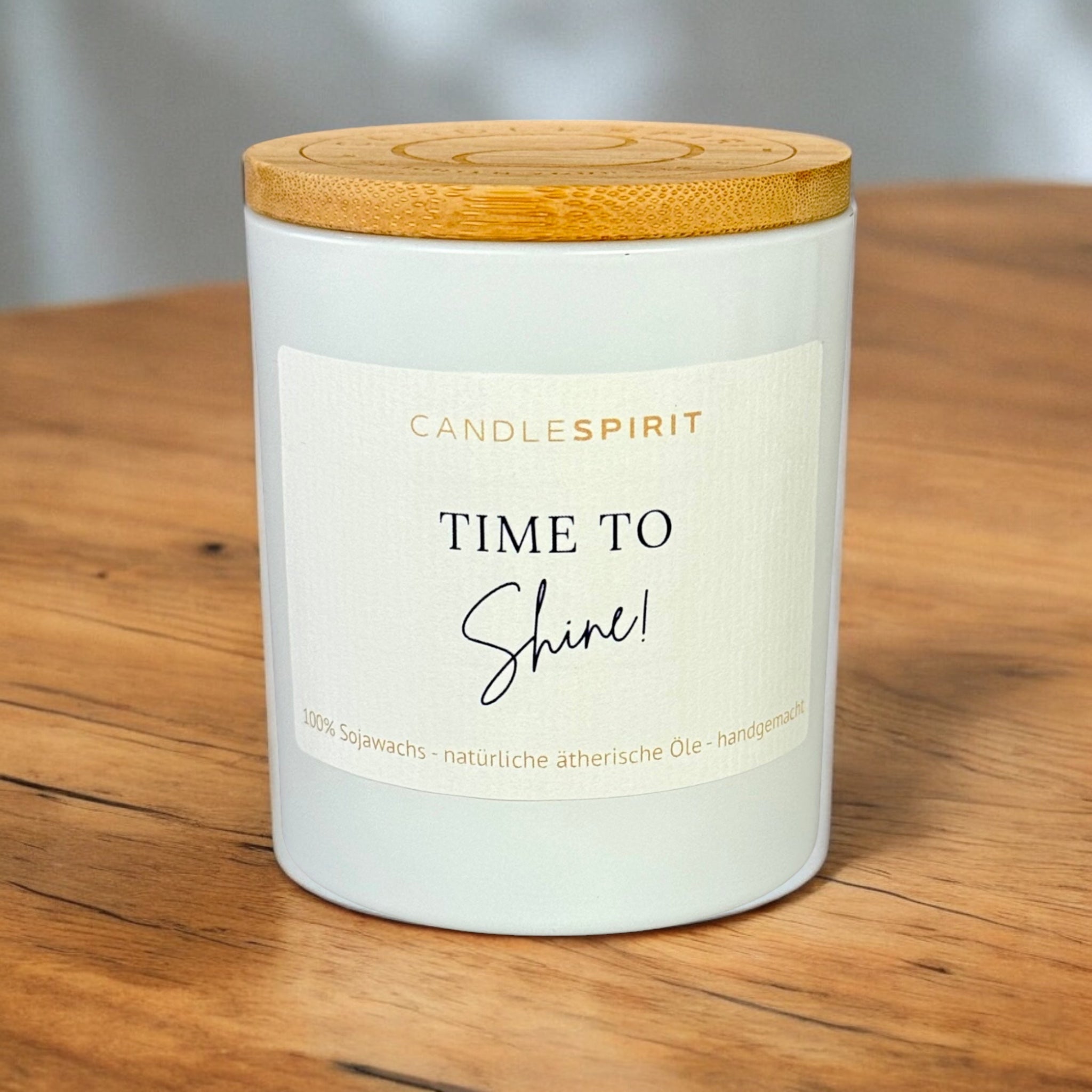 OUTLET – limitierte Edition: Aromatherapie Duftkerze | Duft JOY OF LIFE | Zitat: "Time to Shine!" | Bio-Sojawachs | Gratis Meditation