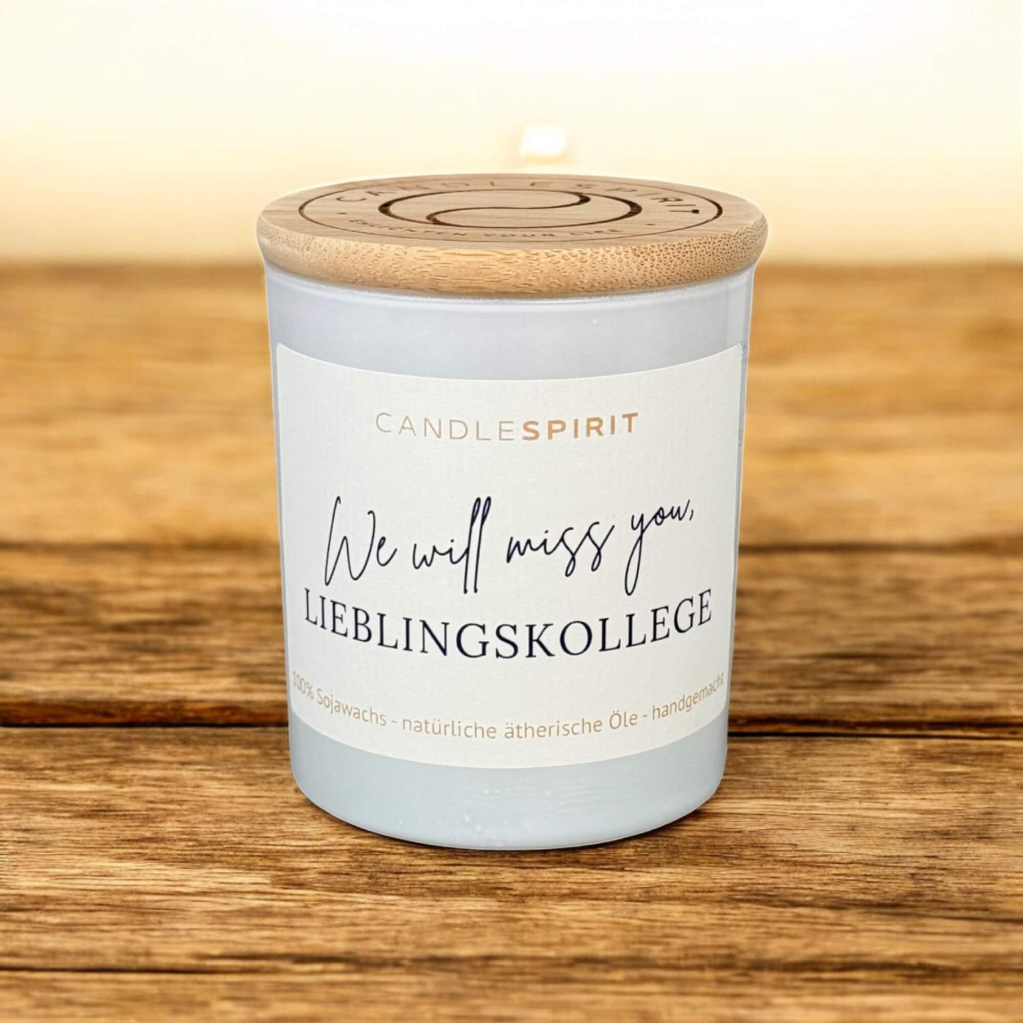 "We will miss you, Lieblingskollege" | Aromatherapie Duftkerze mit Gratis Meditation