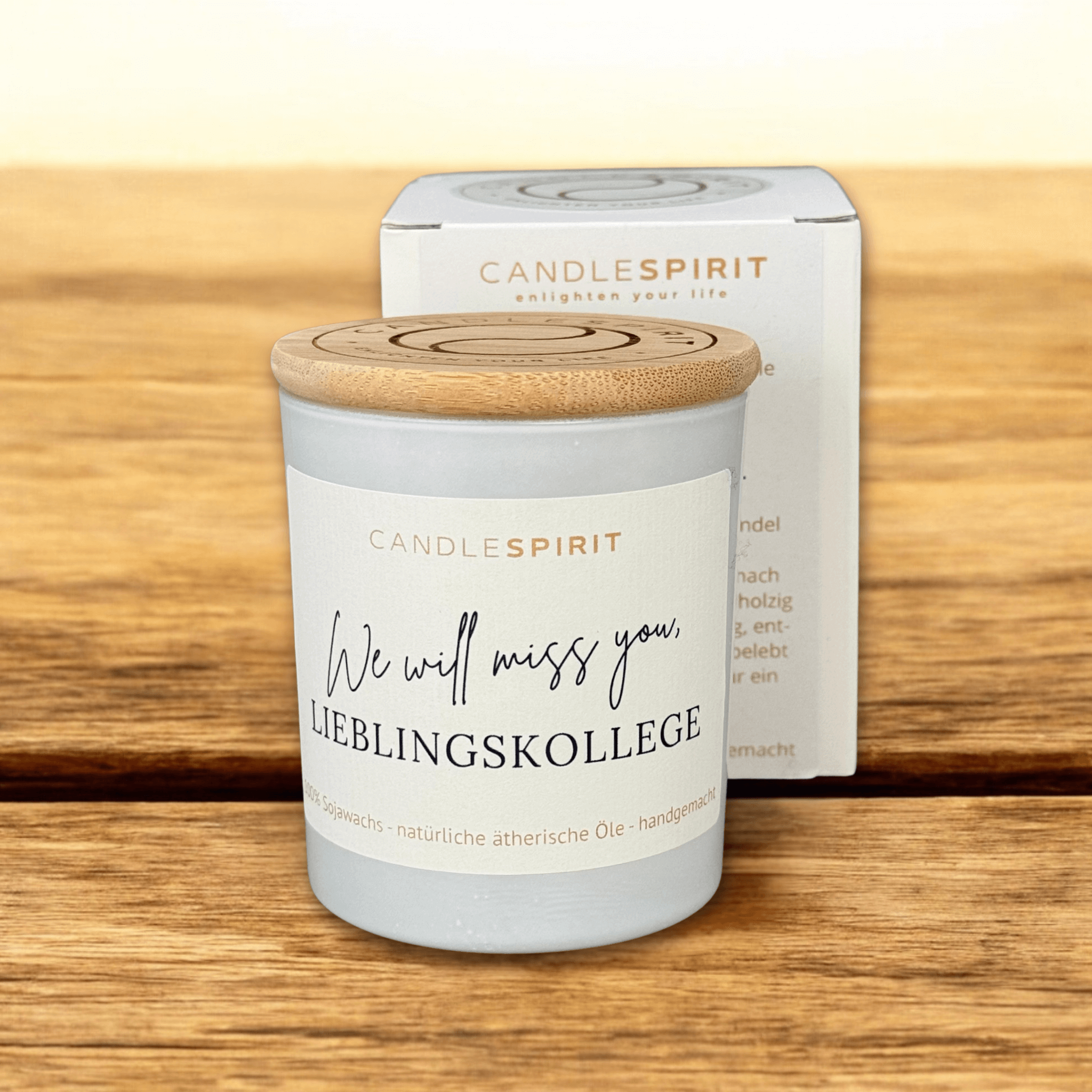 "We will miss you, Lieblingskollege" | Aromatherapie Duftkerze mit Gratis Meditation