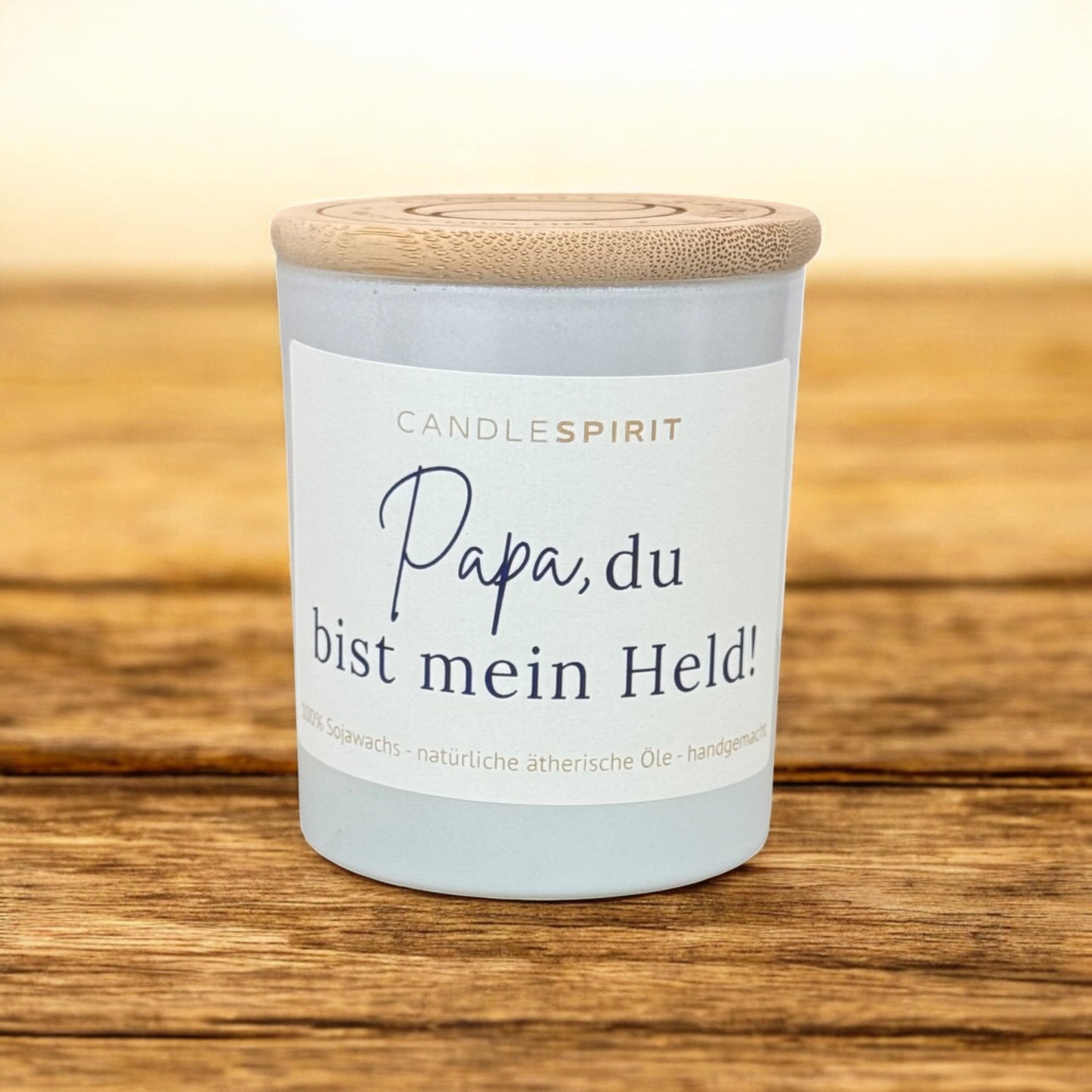 "Papa, du bist mein Held!" | Aromatherapie Duftkerze mit Gratis Meditation
