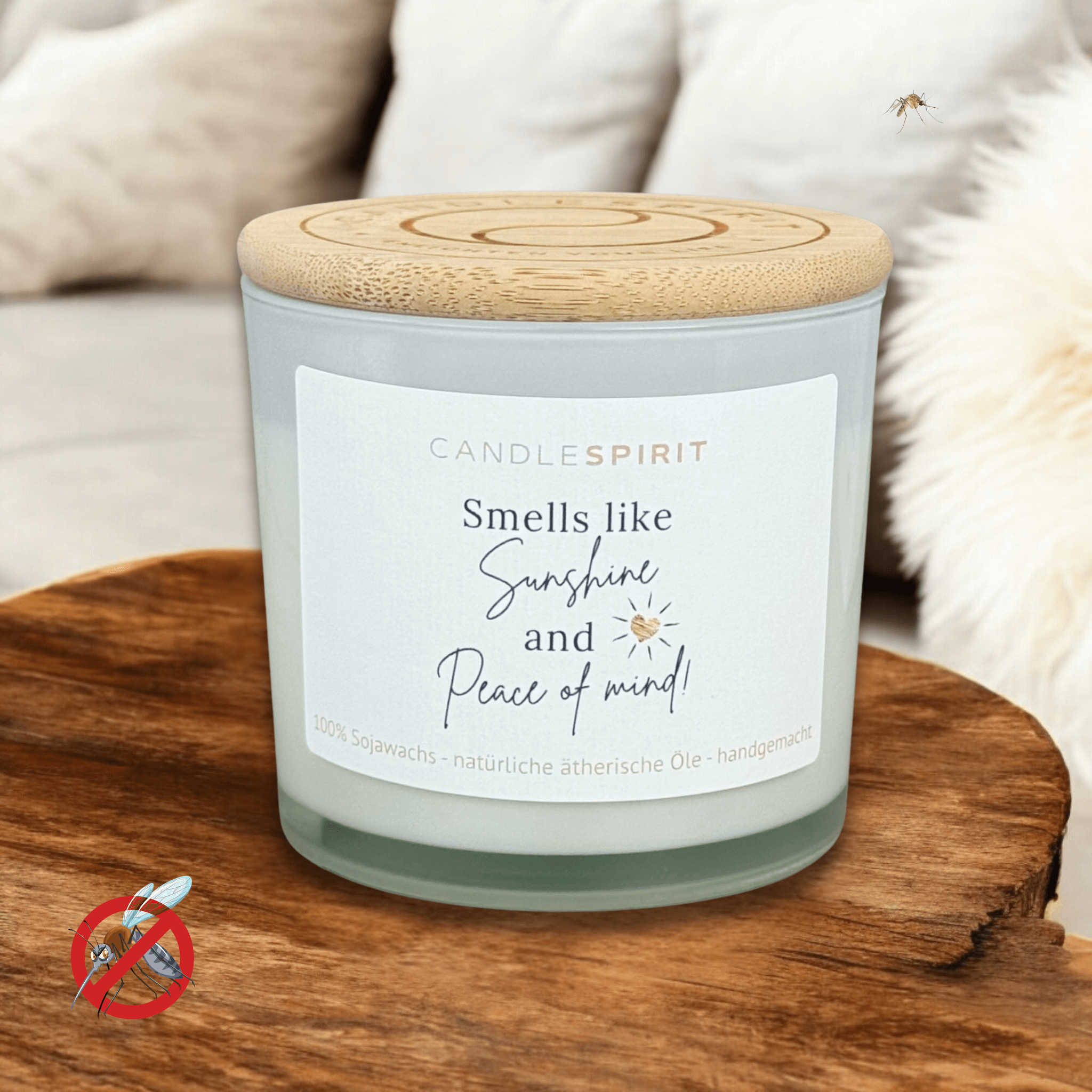 "Smells like Sunshine and Peace of Mind" | Outdoor Aromatherapie Duftkerze | Duft "SUMMERLOVE" aus Citronella und Lemongrass | 50h
