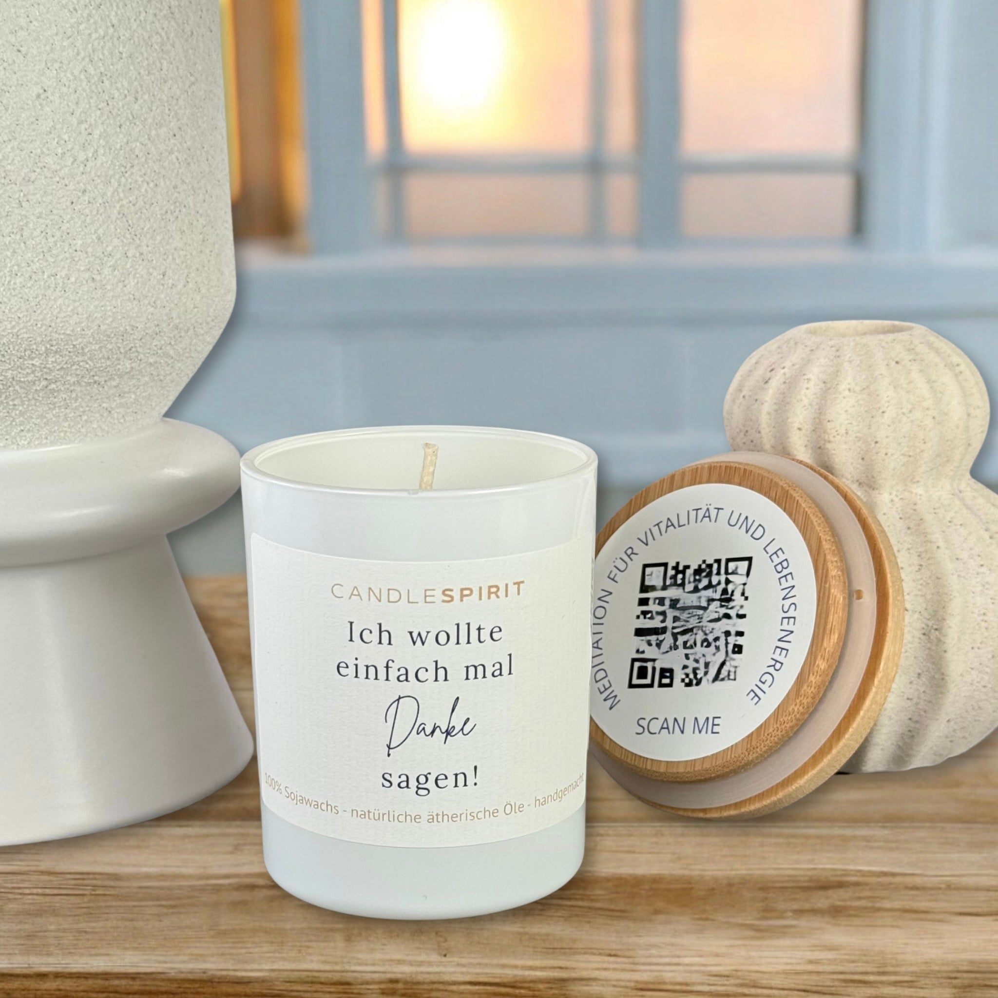 Aromatherapie Duftkerze "Ich wollte einfach mal Danke sagen!" mit QR Code im Deckel