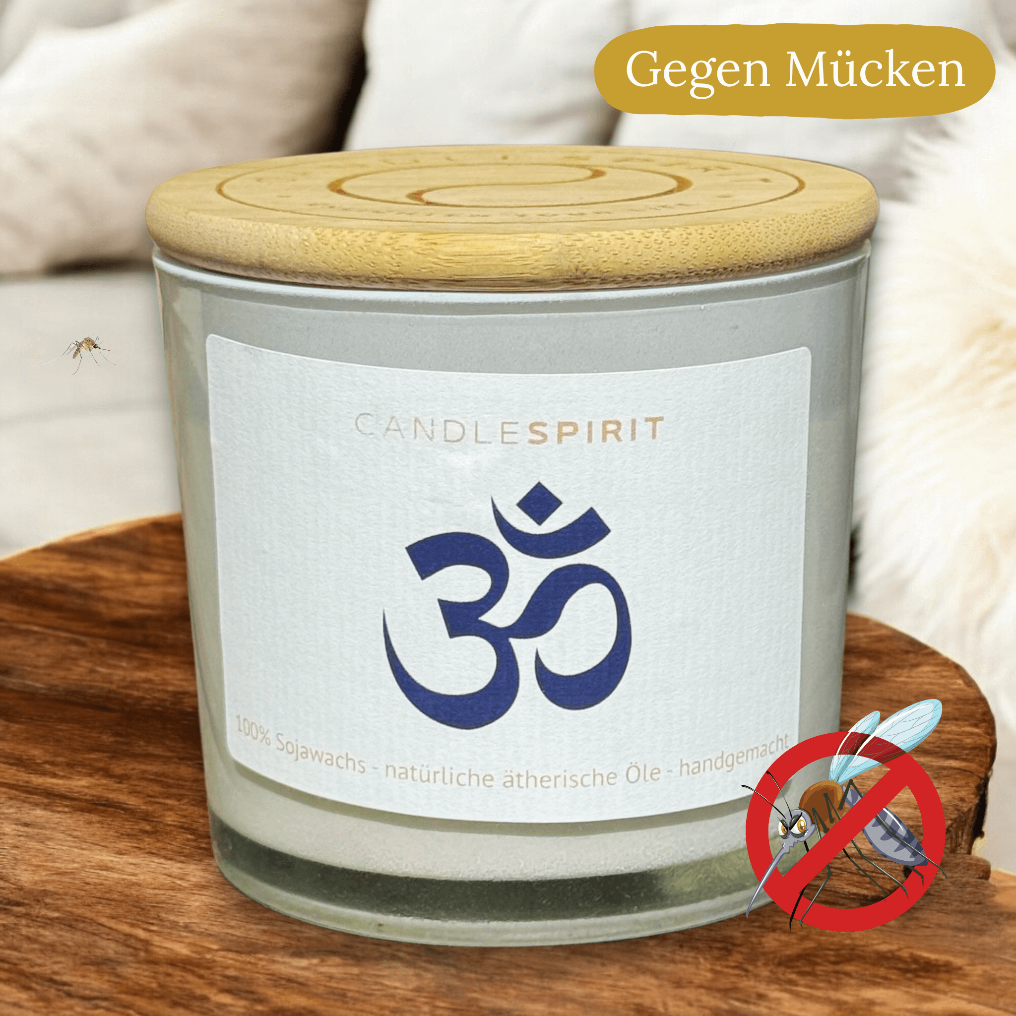 "OM" | Outdoor Aromatherapie Duftkerze | Duft "SUMMERLOVE" aus Citronella und Lemongrass | 50h