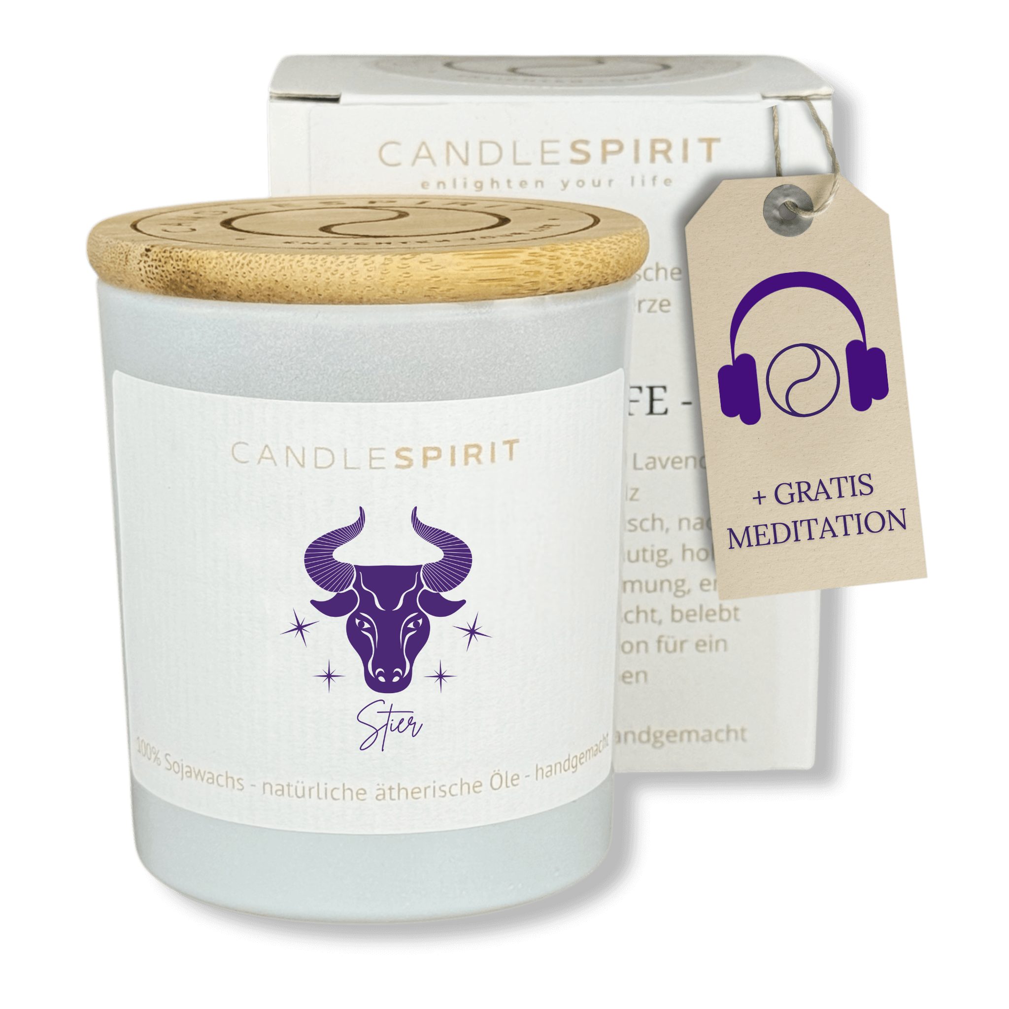 Sternzeichen "Stier" | Aromatherapie Duftkerze &  Gratis Meditation | Bio-Sojawach