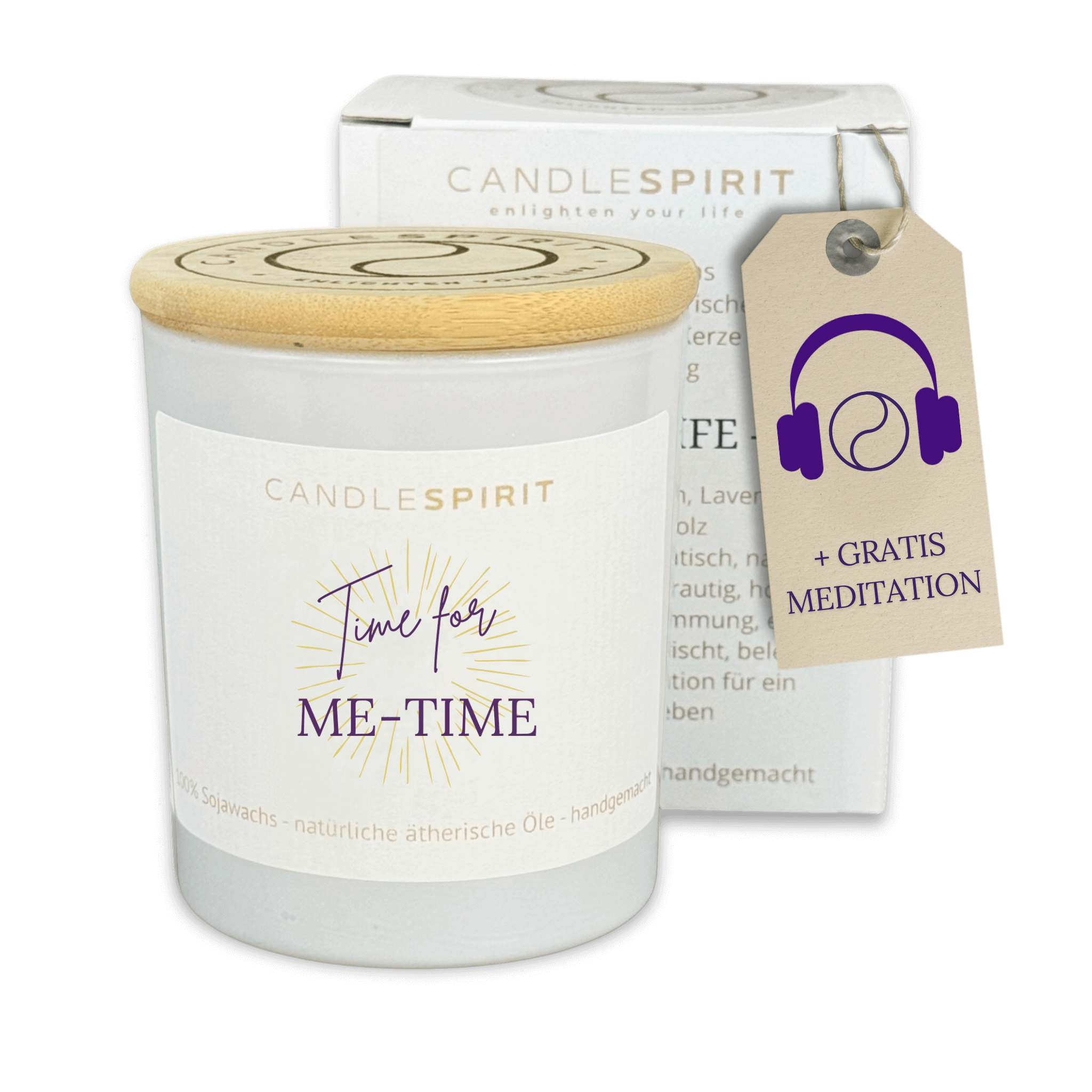 "Time for Me-Time" | Aromatherapie Duftkerze &  Gratis Meditation | Bio-Sojawachs