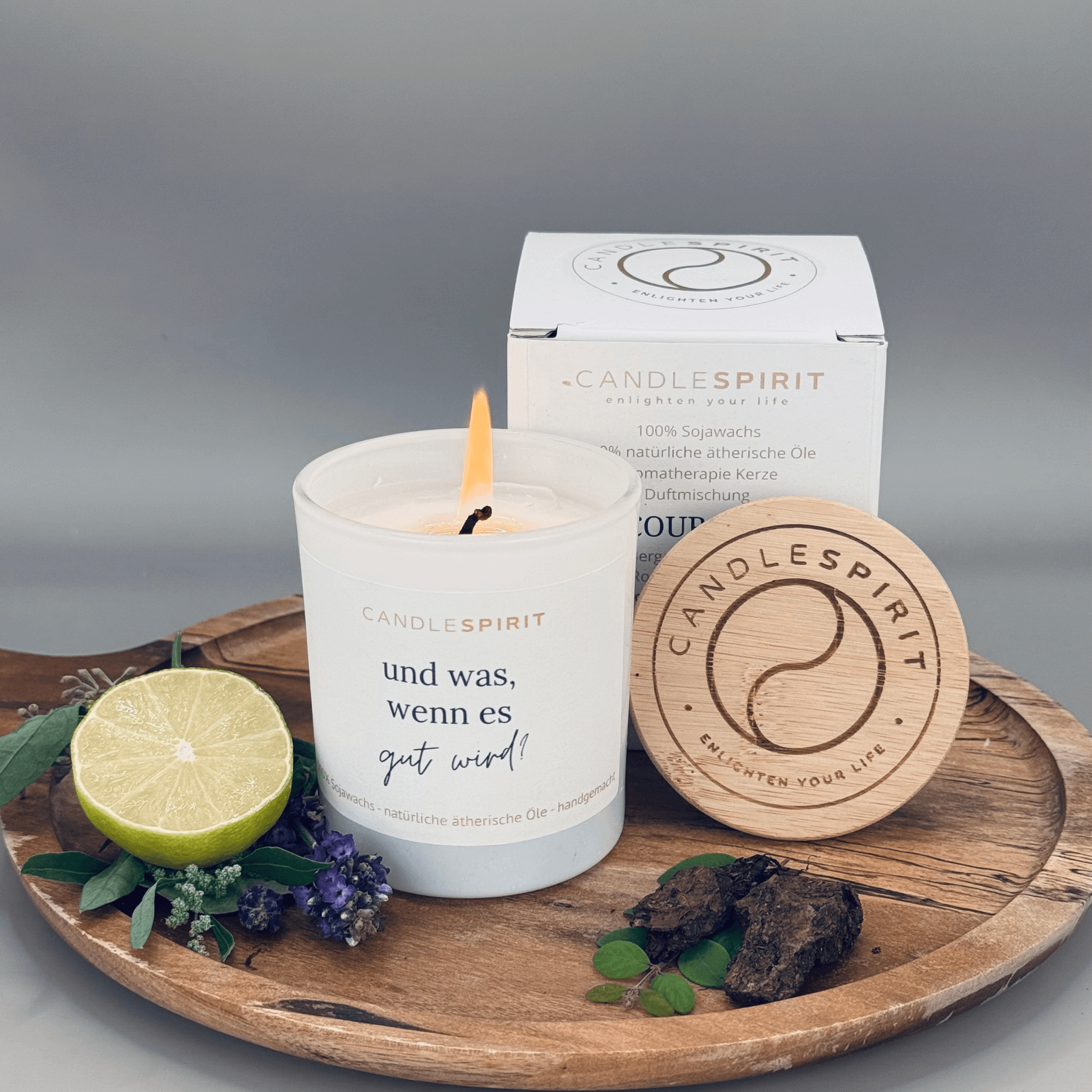 "und was, wenn es gut wird?" | Aromatherapie Duftkerze &  Gratis Meditation | Bio-Sojawachs