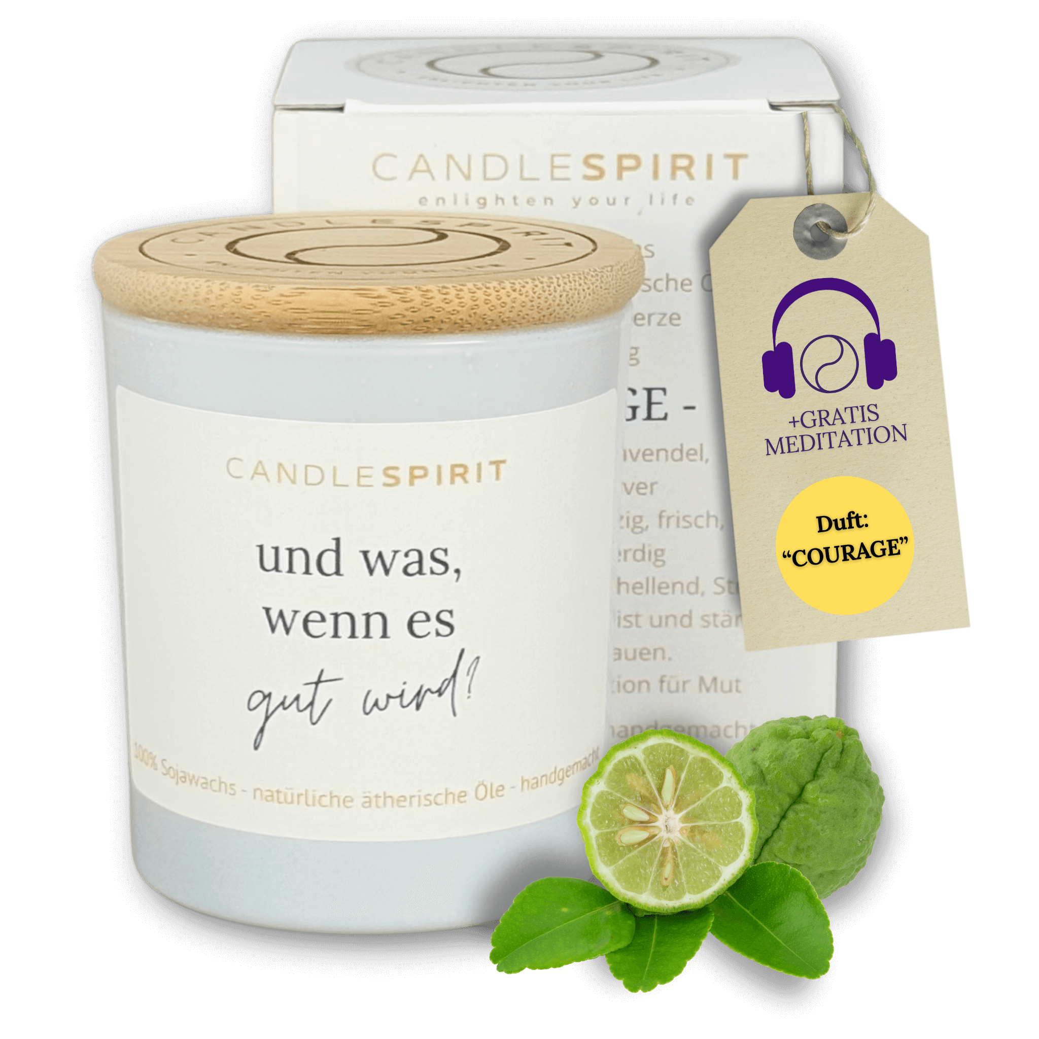 "und was, wenn es gut wird?" | Aromatherapie Duftkerze &  Gratis Meditation | Bio-Sojawachs