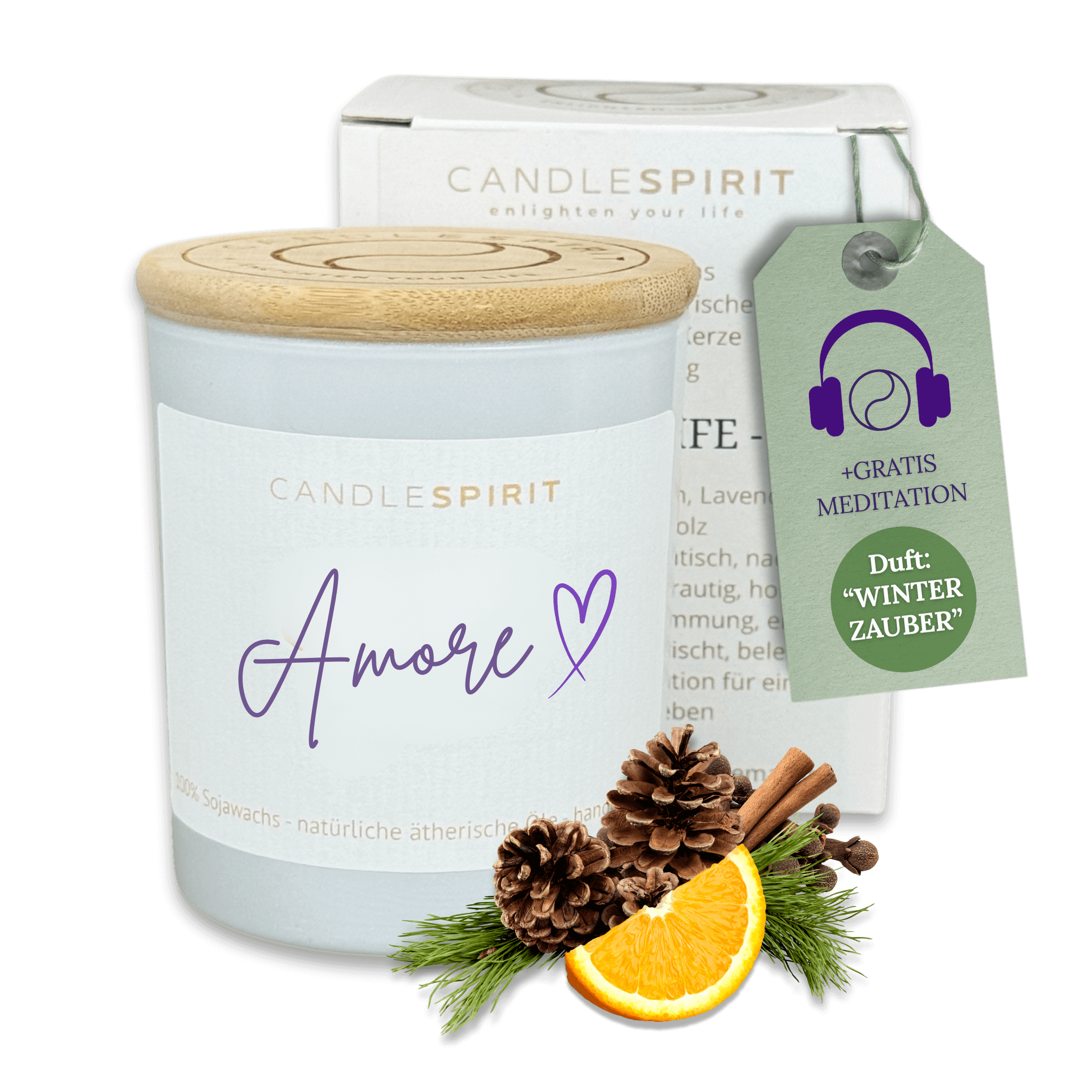 "Amore" | Aromatherapie Duftkerze mit Gratis Meditation