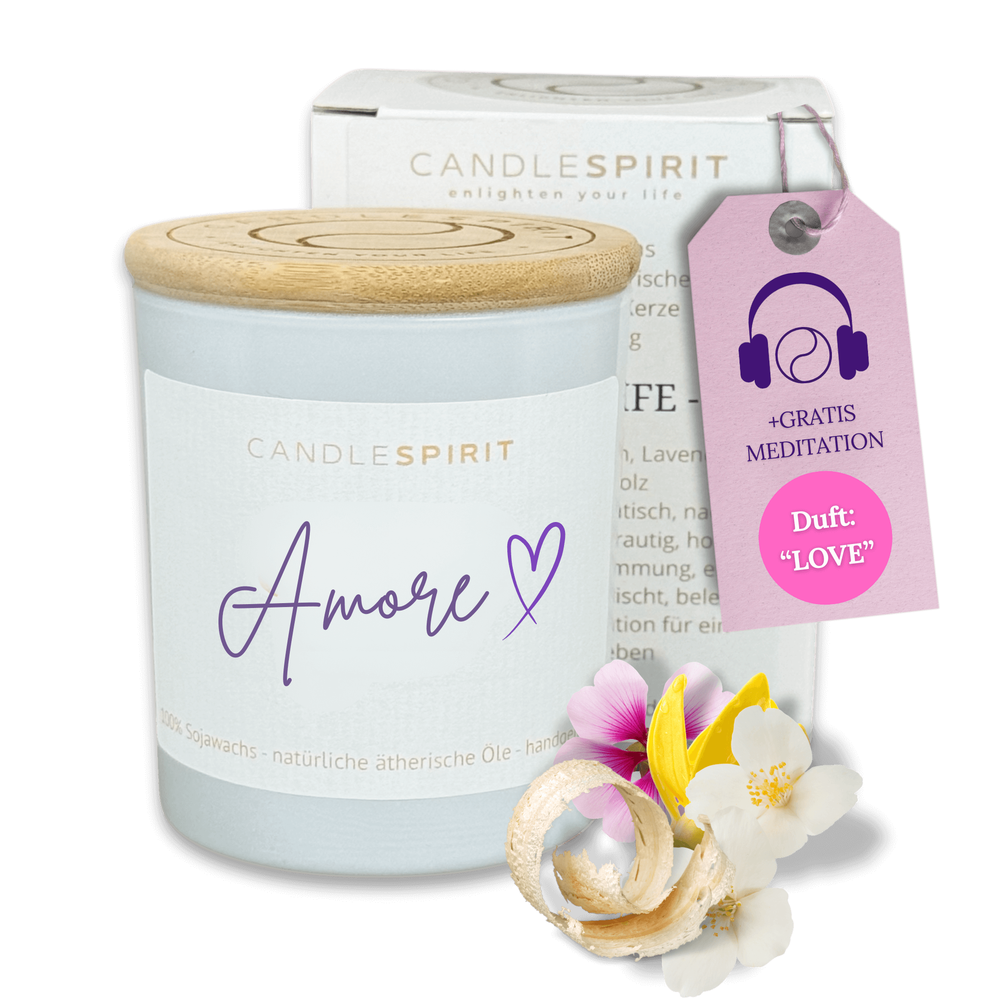 "Amore" | Aromatherapie Duftkerze mit Gratis Meditation