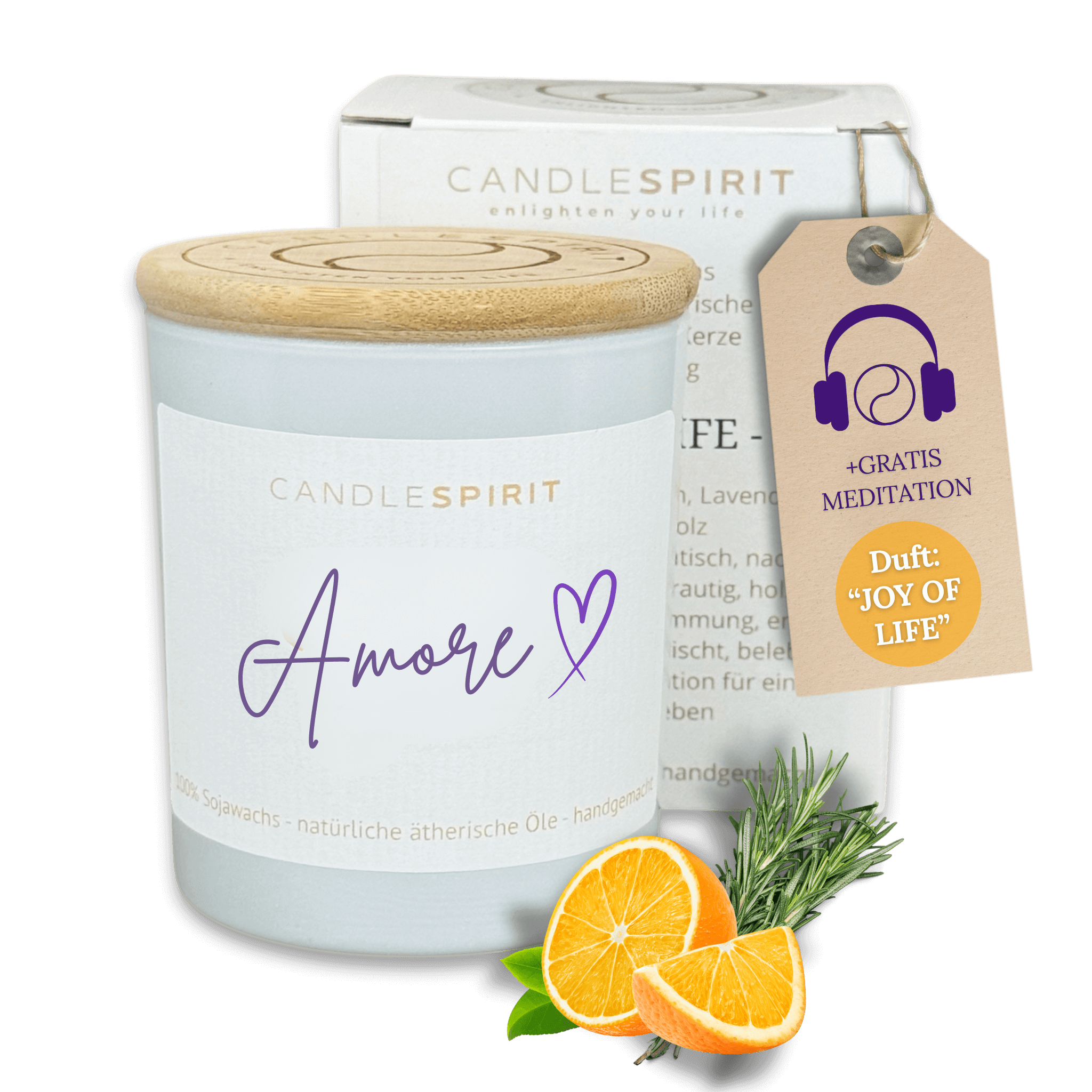 "Amore" | Aromatherapie Duftkerze mit Gratis Meditation