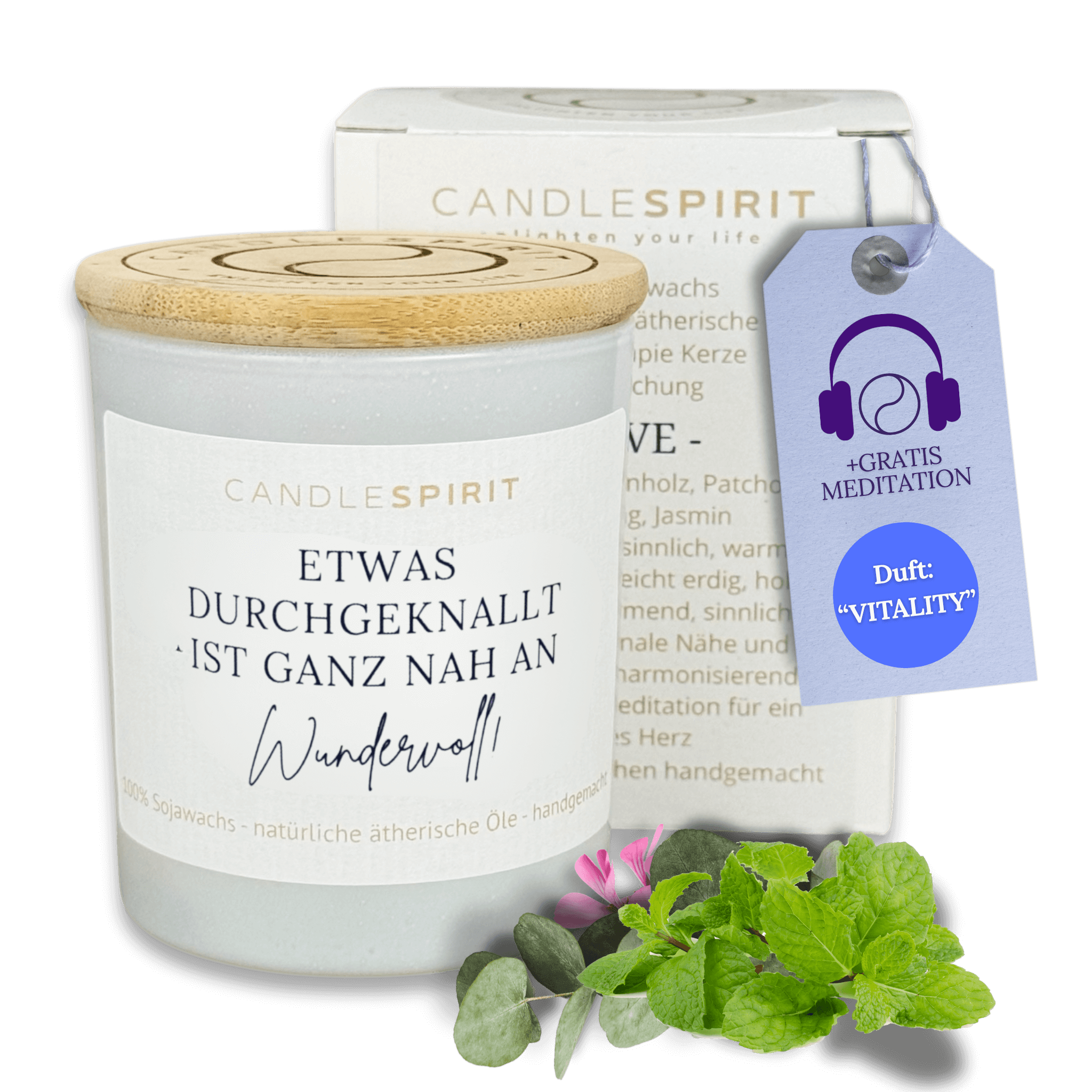 "Etwas durchgeknallt ist ganz nah an Wundervoll" | Aromatherapie Duftkerze mit Meditation