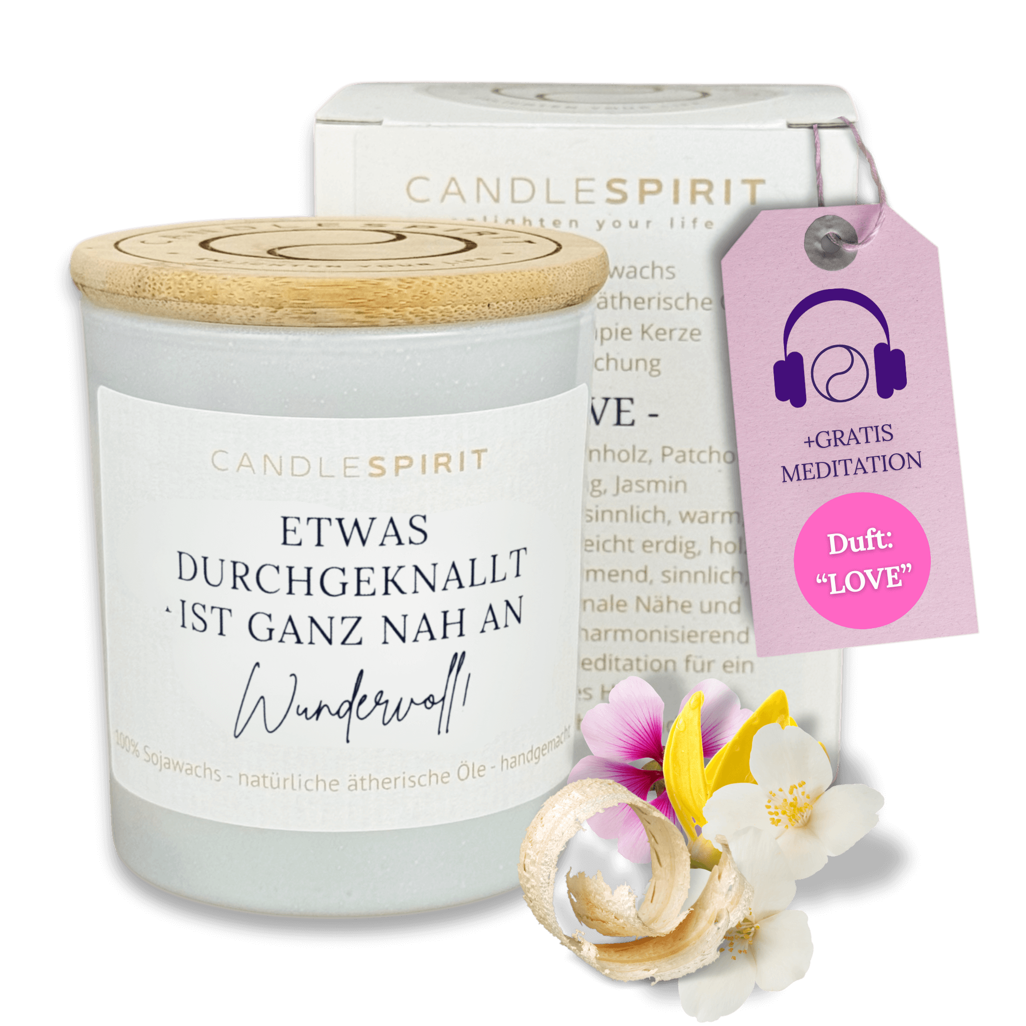 "Etwas durchgeknallt ist ganz nah an Wundervoll" | Aromatherapie Duftkerze mit Meditation