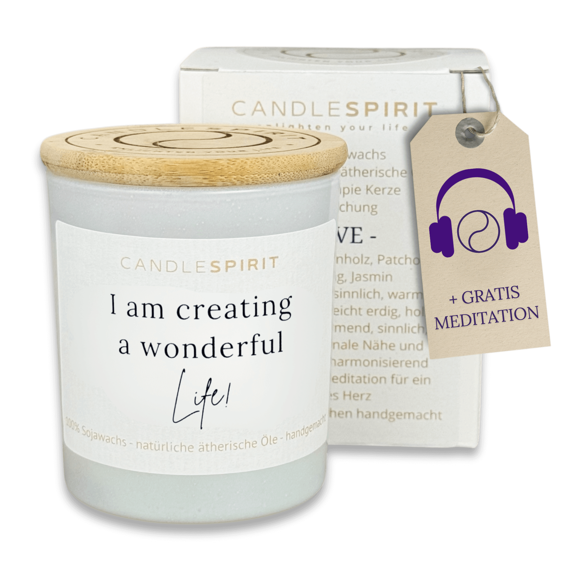 "I am creating a wonderful life!" | Aromatherapie Kerze mit Meditation