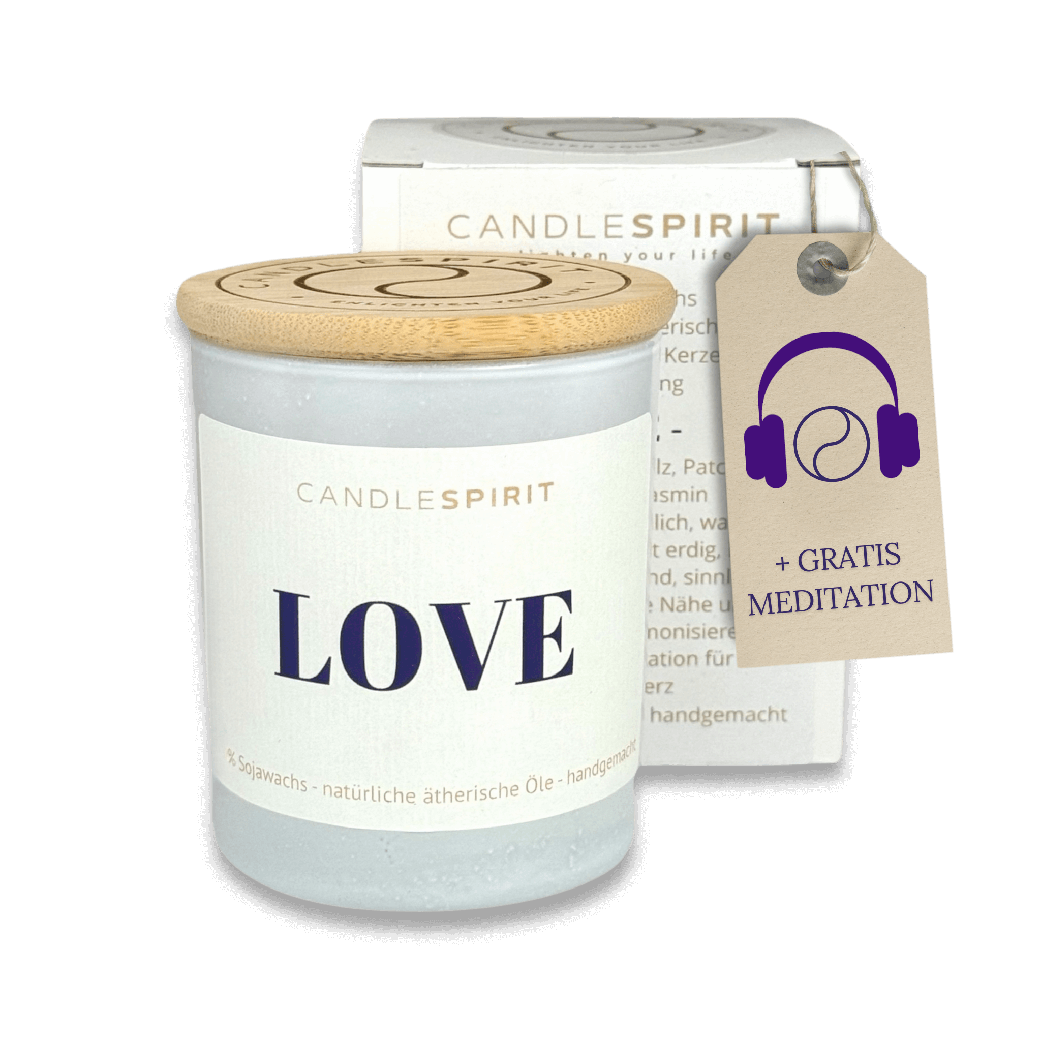 "LOVE" | Aromatherapie Duftkerze mit Meditation