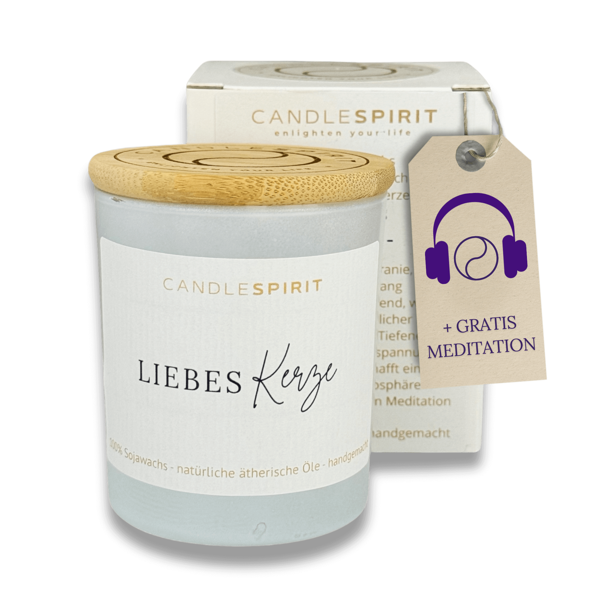 "LiebesKerze" | Aromatherapie Duftkerze mit Gratis Meditation