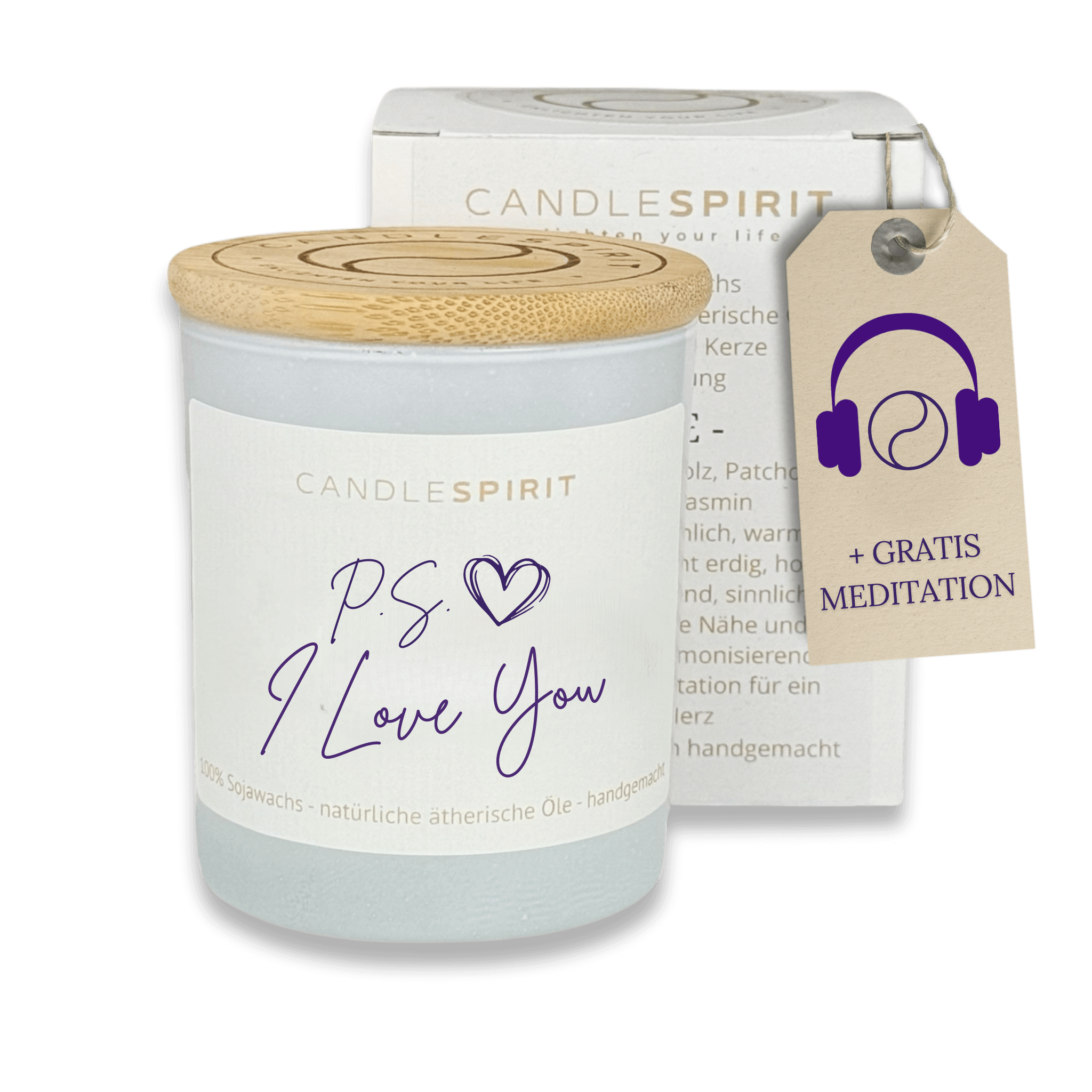 "P.S. I Love You" | Aromatherapie Duftkerze mit Meditation