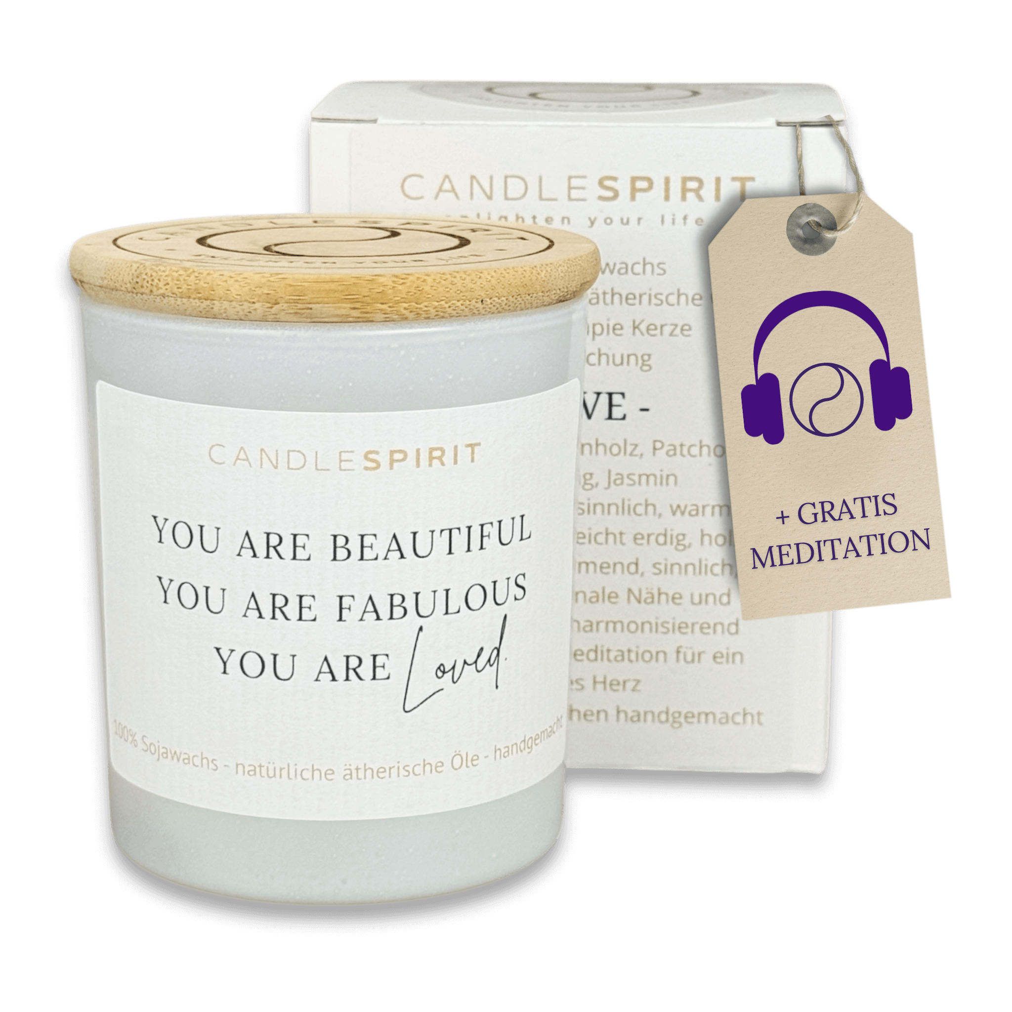 "You are beautiful, you are fabulous, you are loved" | Aromatherapie Duftkerze mit Meditation