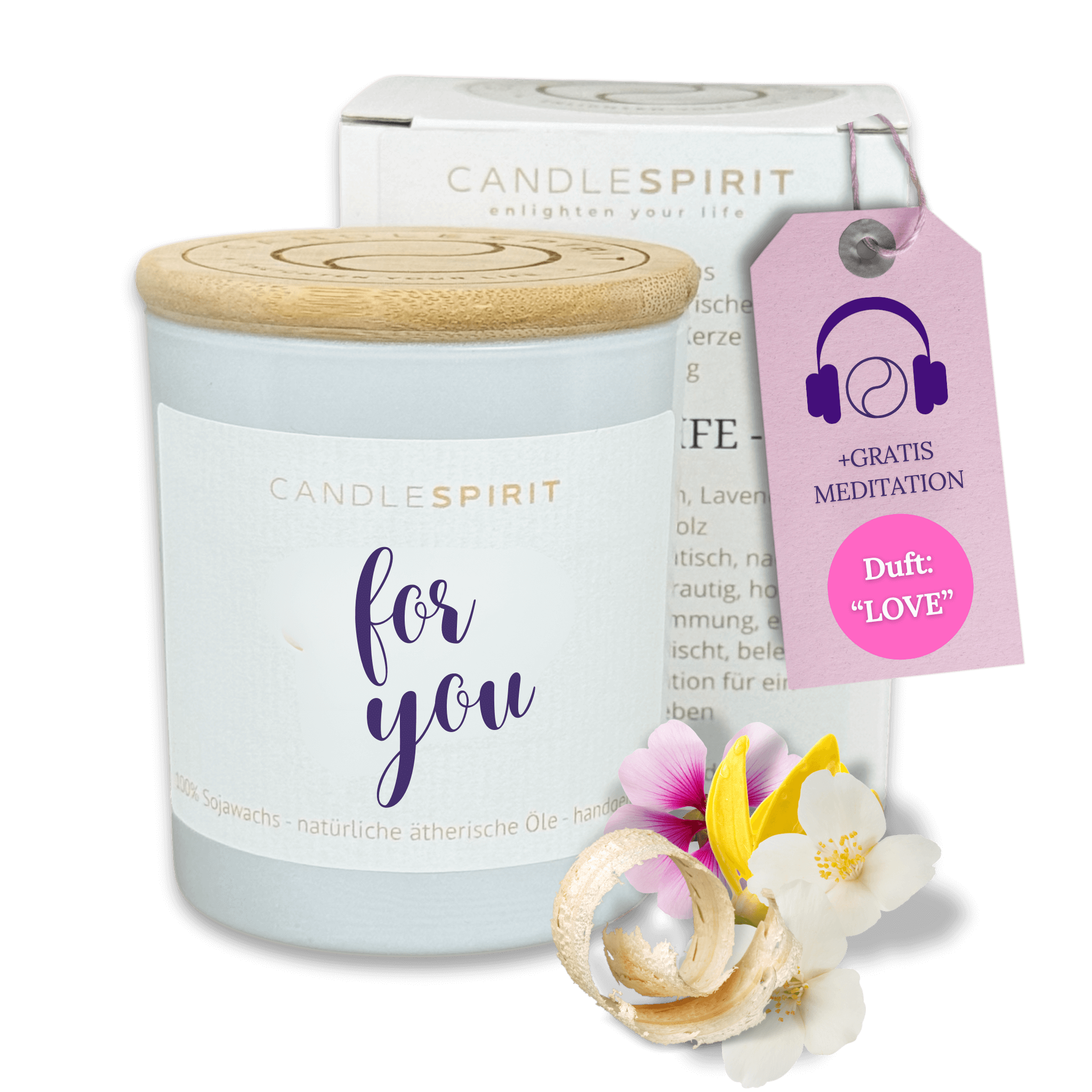 "for you" | Aromatherapie Duftkerze mit Meditation
