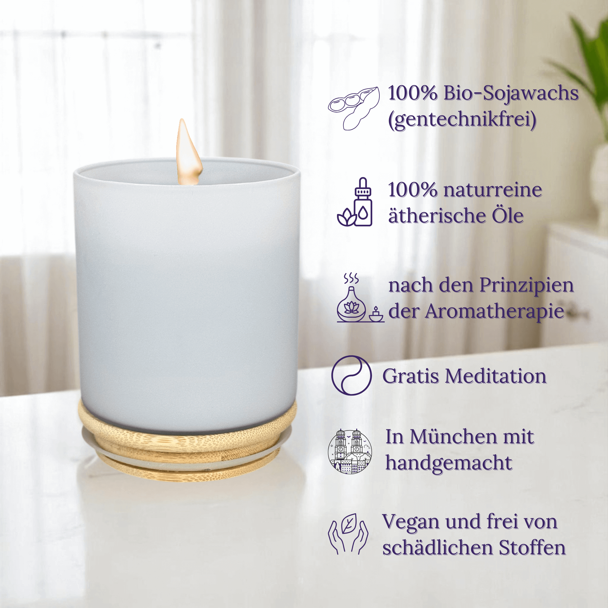 Design Sonderedition Aromatherapie Duftkerze Grey mit dem Duft "JOY OF LIFE" (260g Net, 60h Brennfreude) mit Meditation