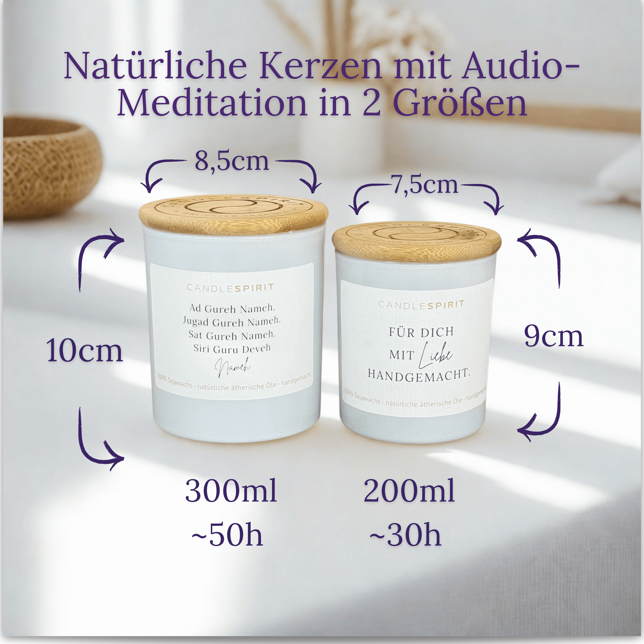"Ad Gureh Nameh, Jugad Gureh Nameh, Sat Gureh Nameh, Siri Guru Deveh Nameh" | Duftkerze mit ätherischen Ölen & Audio-Meditation