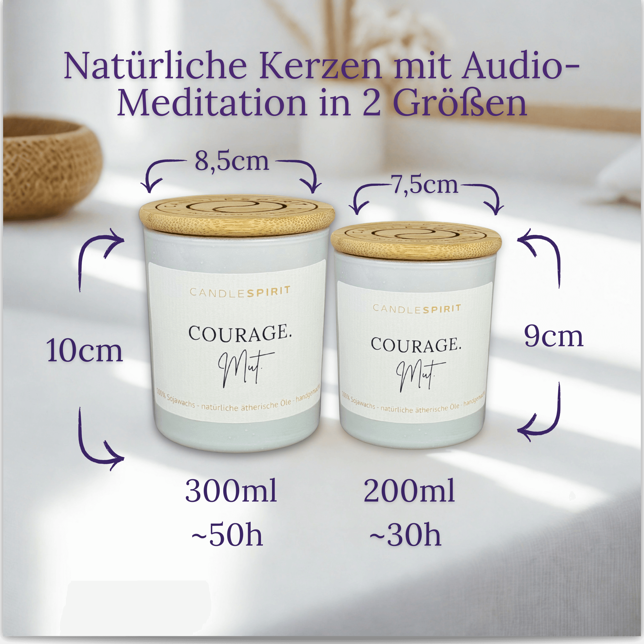 "Courage.Mut" | Duftkerze mit ätherischen Ölen & Audio Meditation