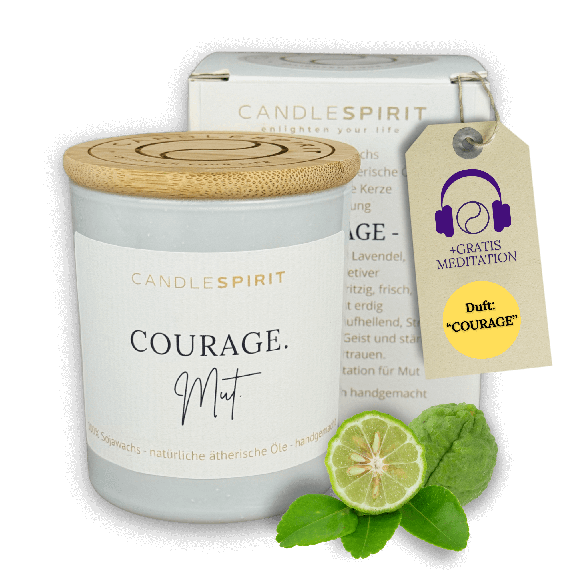 "Courage.Mut" | Duftkerze mit ätherischen Ölen & Audio Meditation