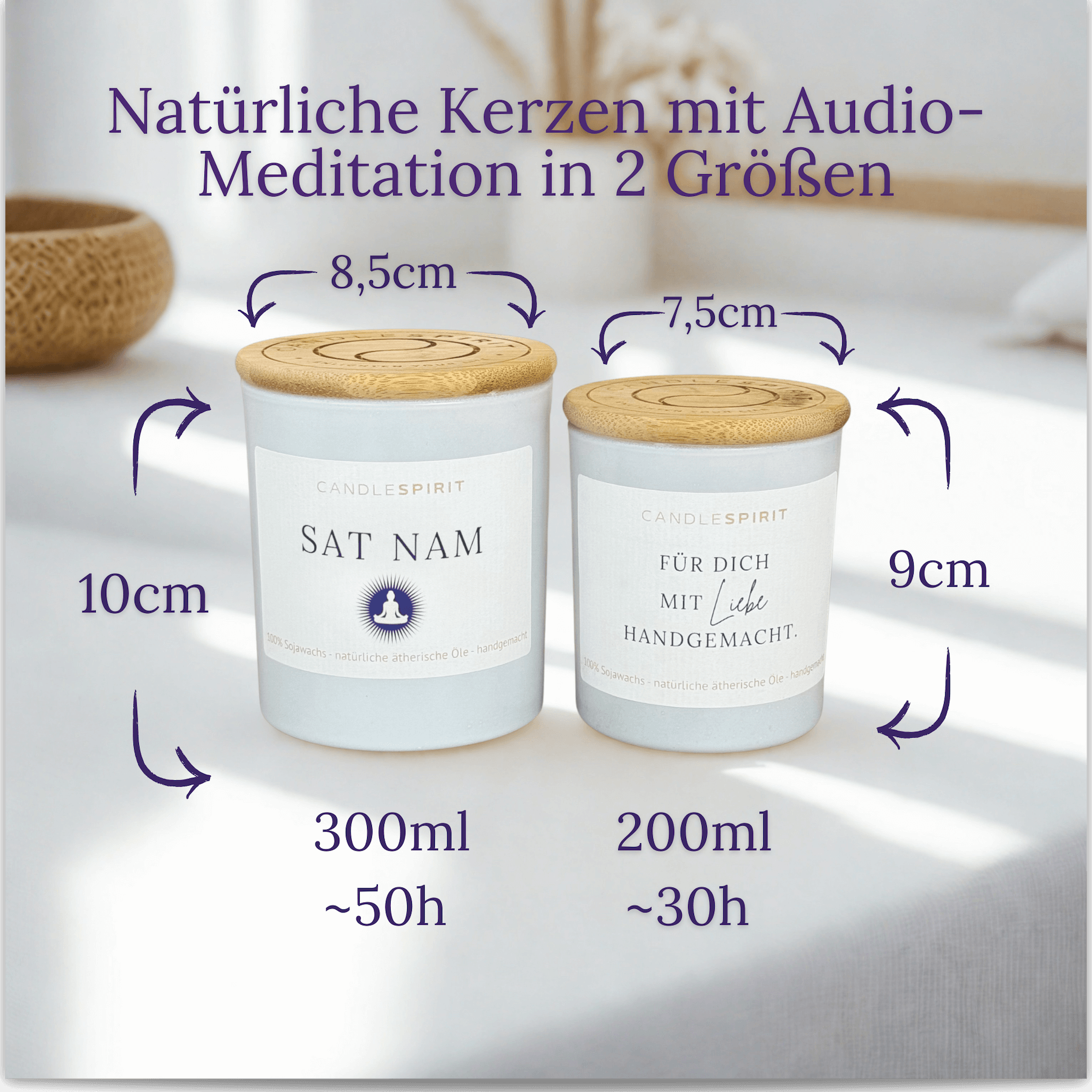 "SAT NAM" | Duftkerze mit ätherischen Ölen & Audio-Meditation
