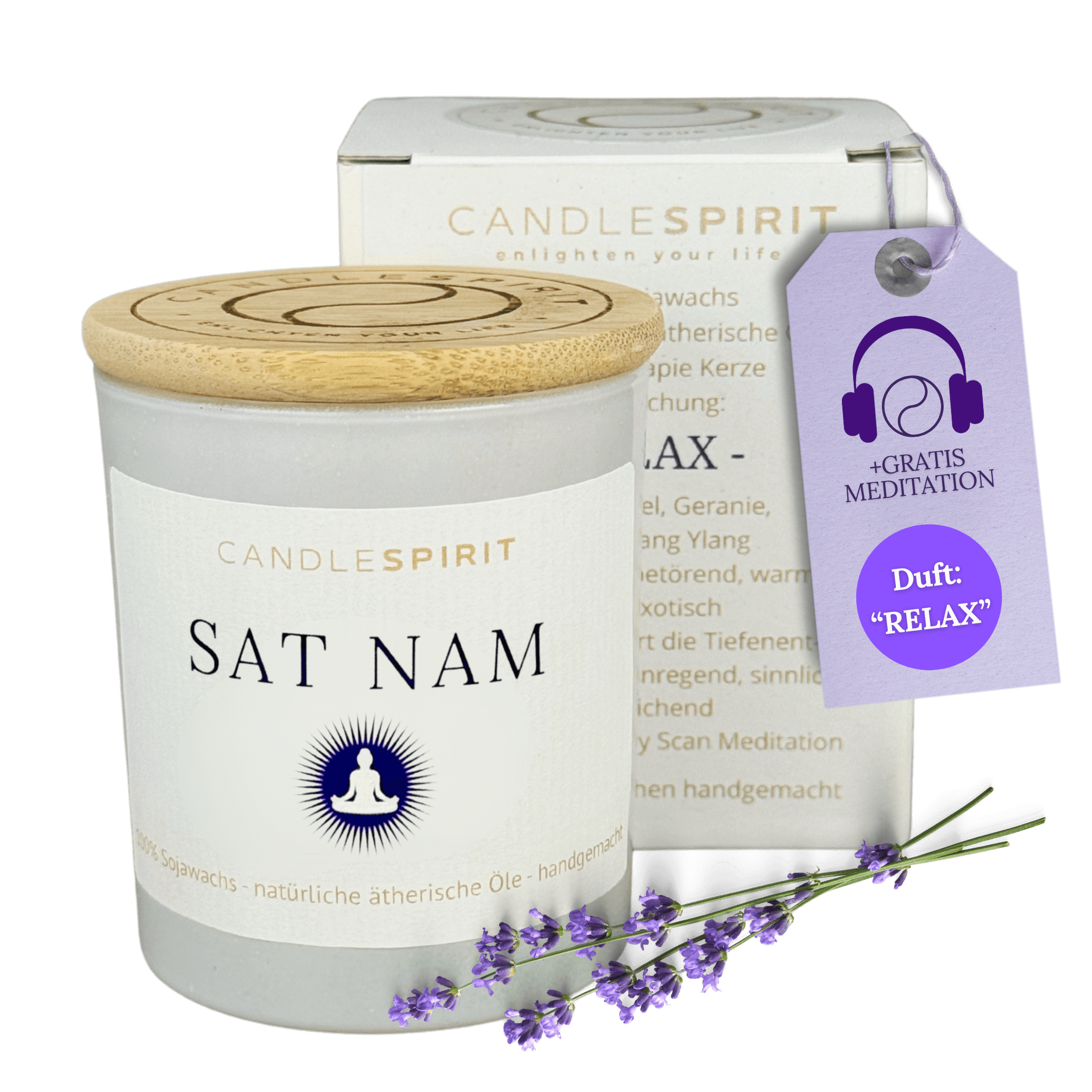 "SAT NAM" | Duftkerze mit ätherischen Ölen & Audio-Meditation