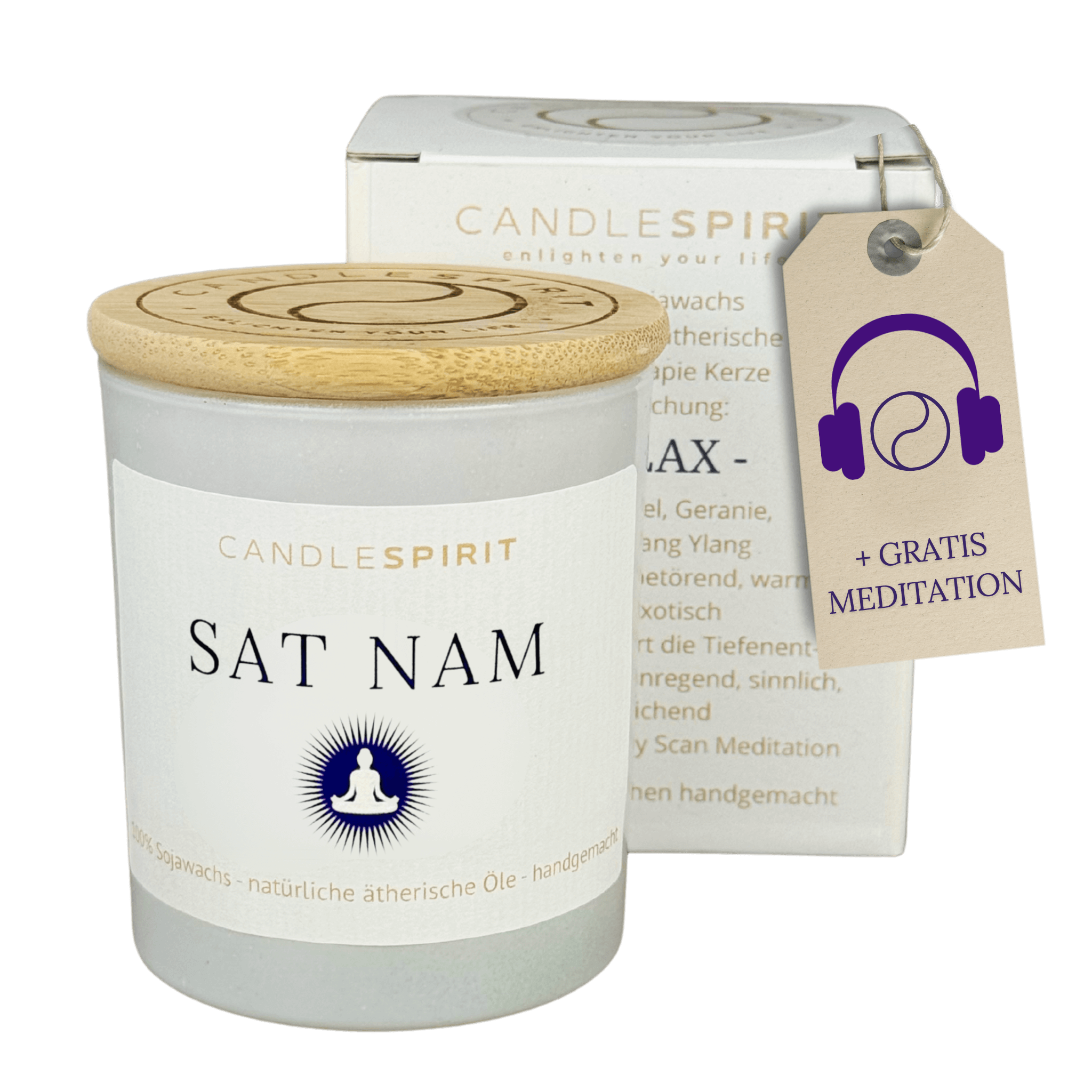 "SAT NAM" | Duftkerze mit ätherischen Ölen & Audio-Meditation