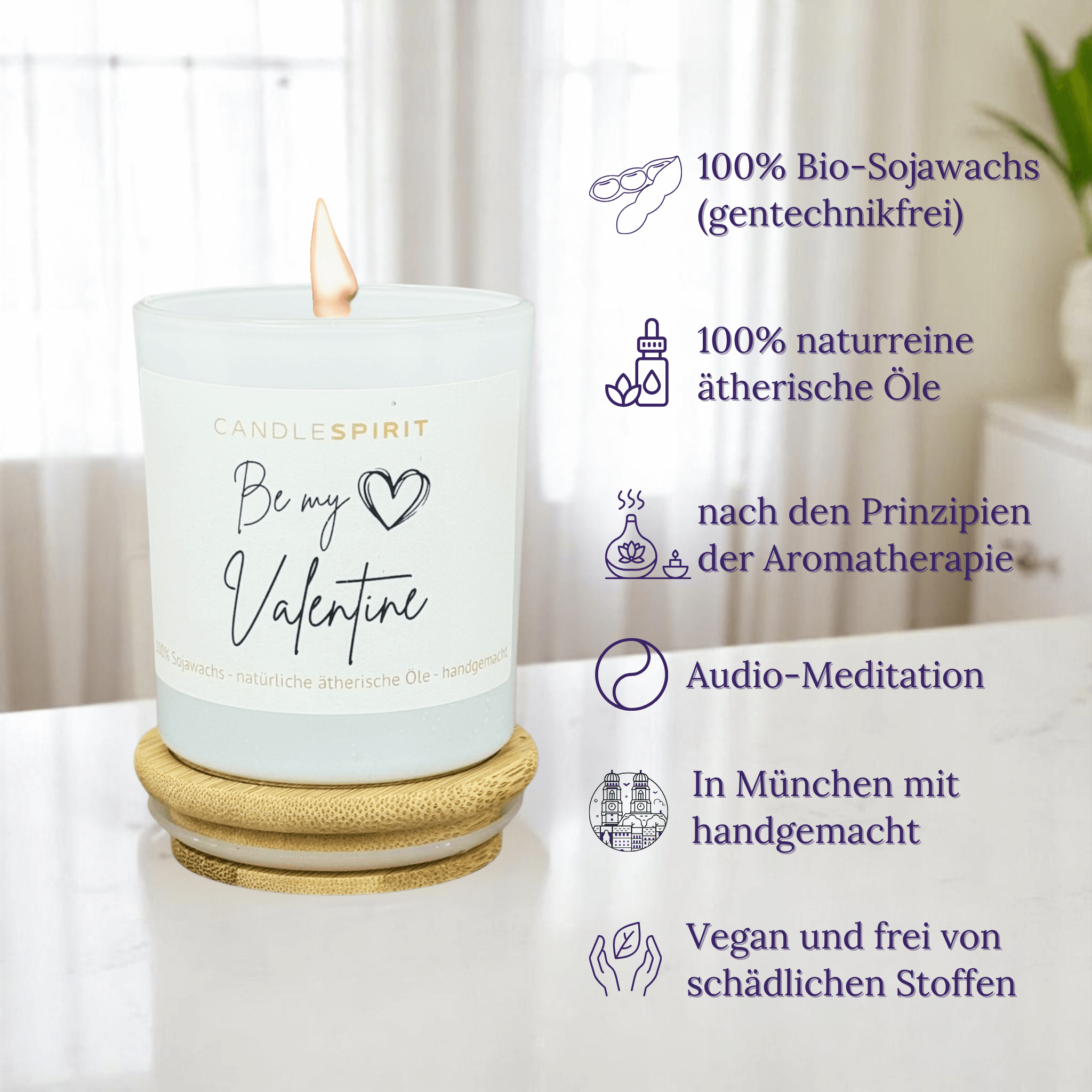"Be my Valentine" | Duftkerze mit ätherischen Ölen & Gratis-Meditation