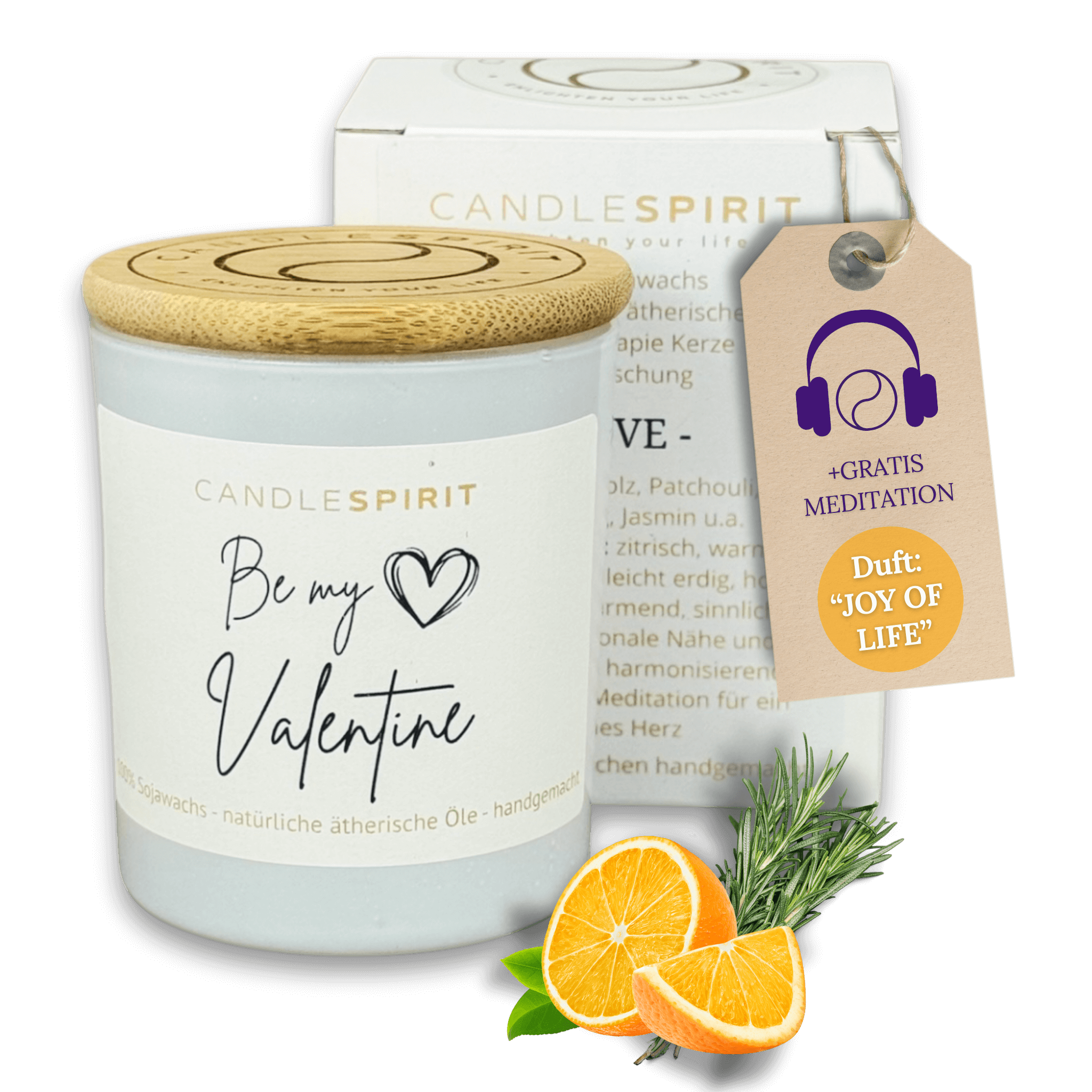 "Be my Valentine" | Duftkerze mit ätherischen Ölen & Gratis-Meditation