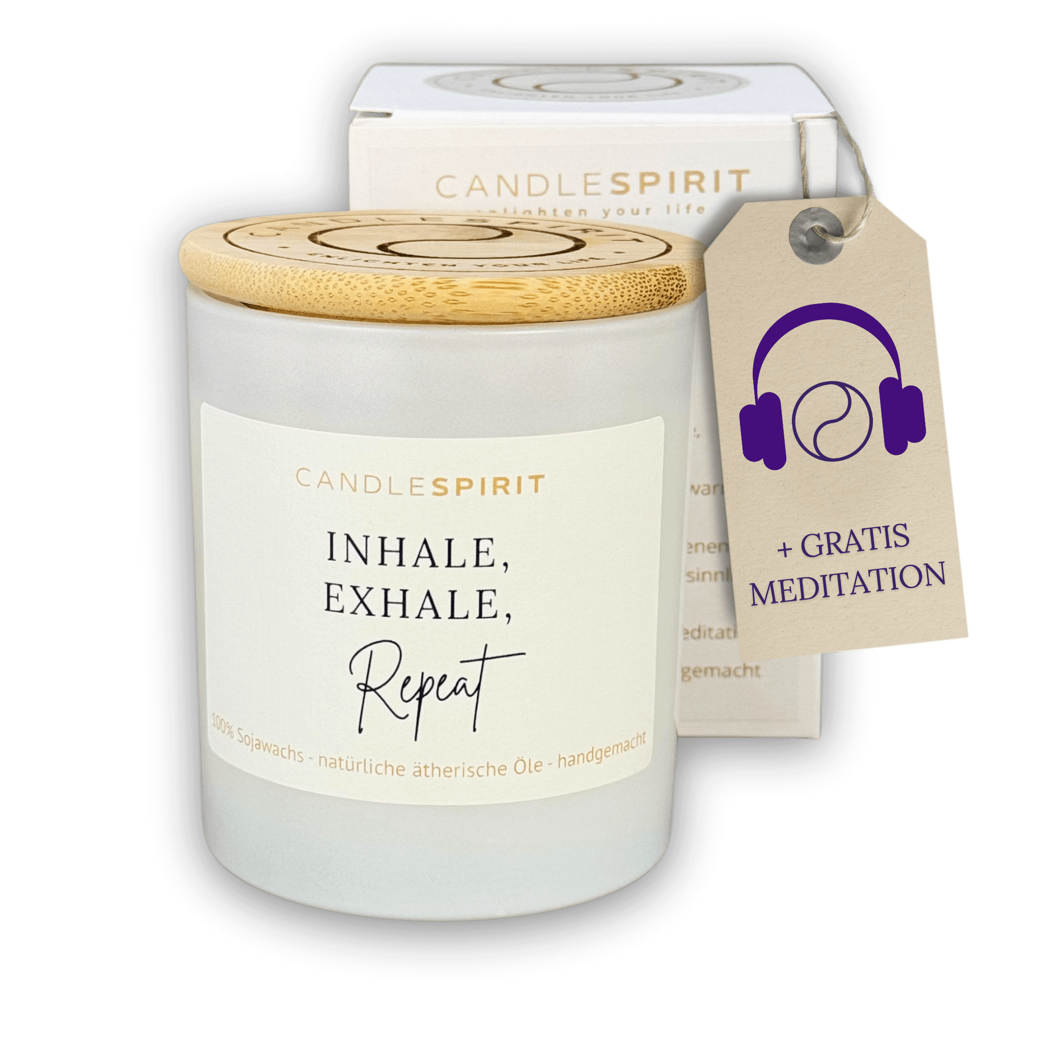 "Inhale, Exhale - Repeat" | Aromatherapie Duftkerze mit Gratis Meditation
