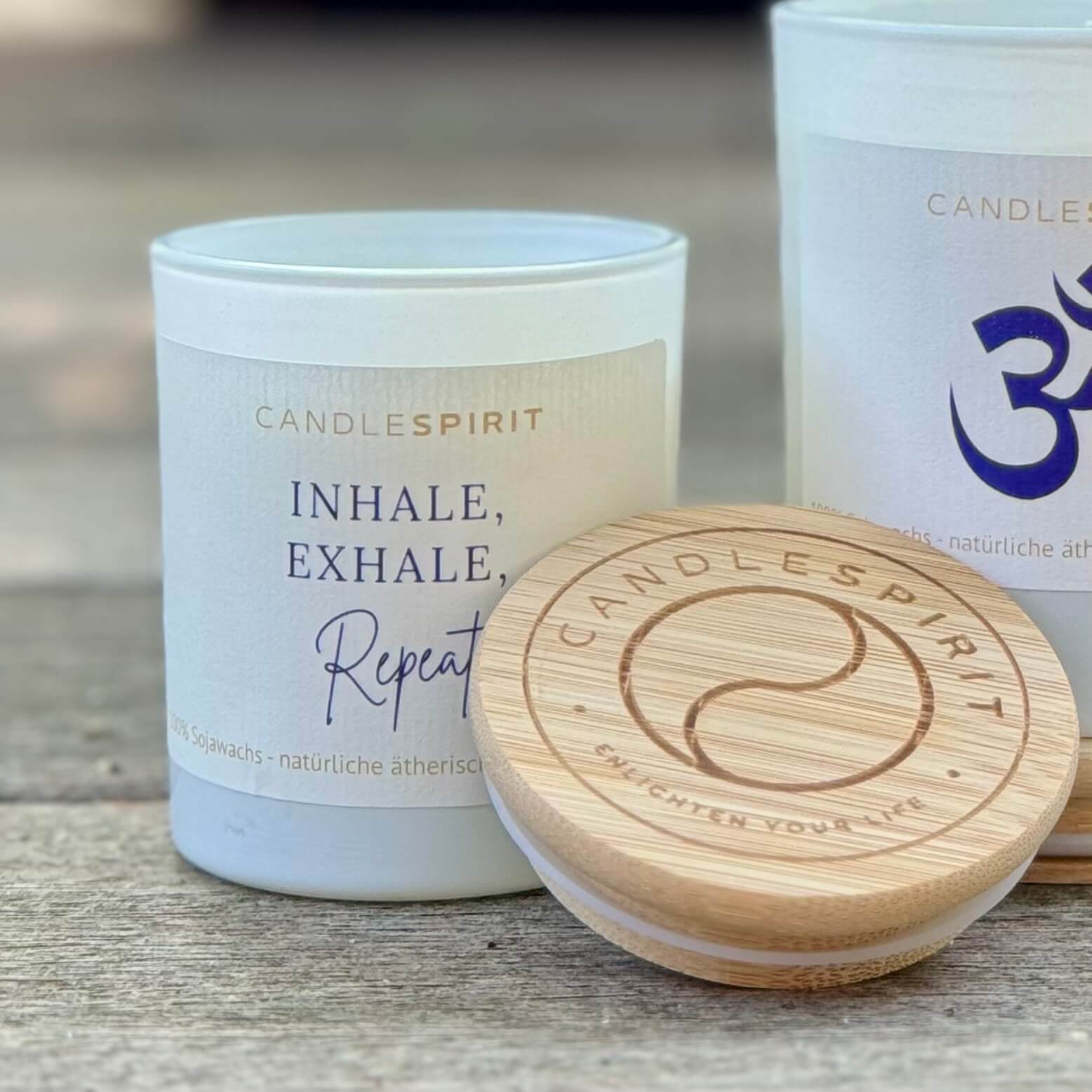 "Inhale, Exhale - Repeat" | Aromatherapie Duftkerze mit Gratis Meditation