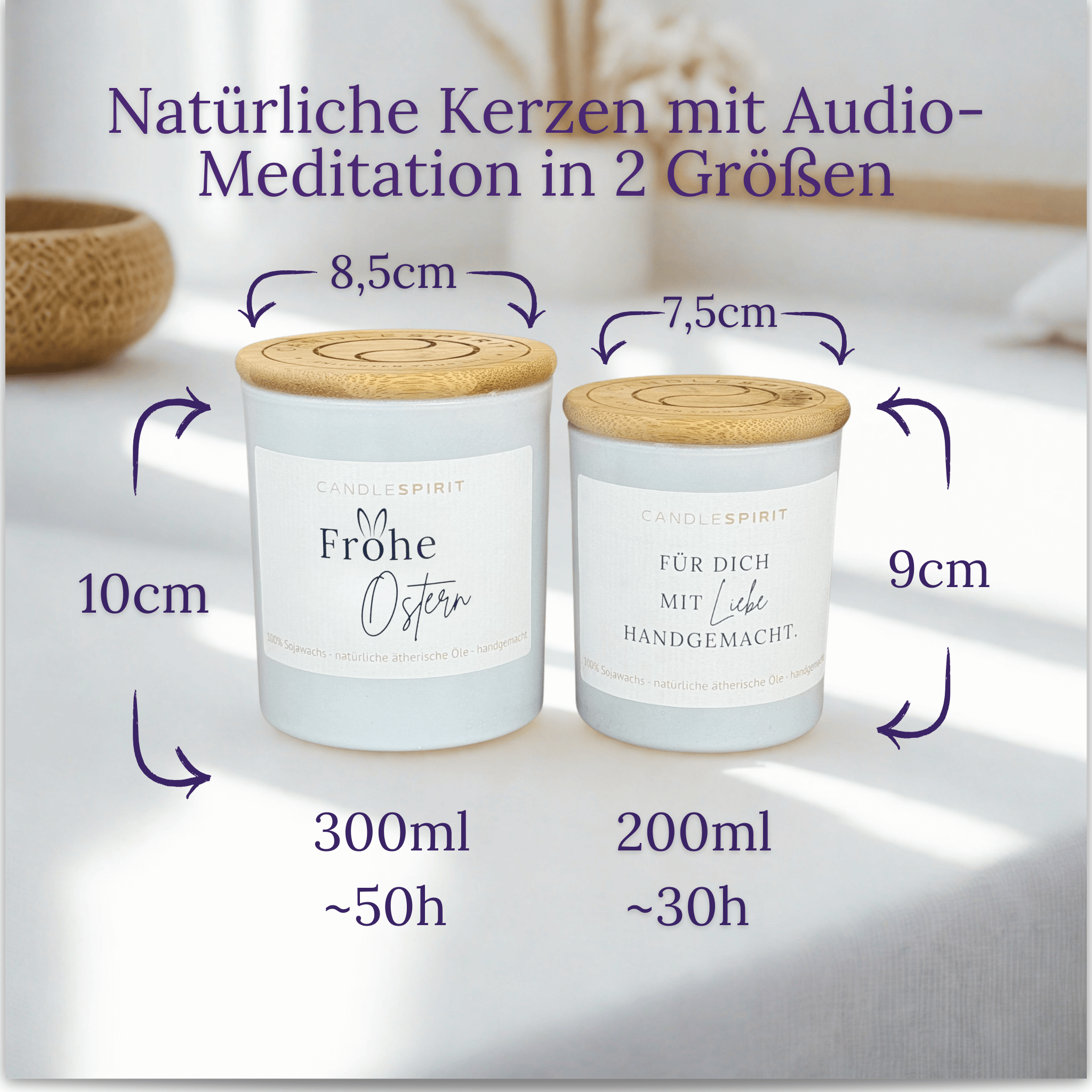 "Frohe Ostern" Duftkerze mit dem Duft für gute Laune & Audio-Meditation