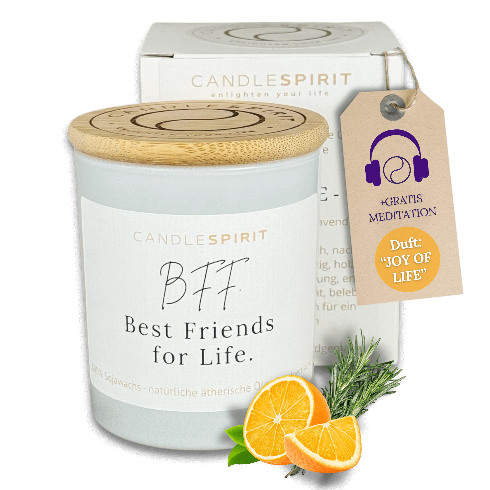 "BFF. Best Friends for Life" | Aromatherapie Duftkerze &  Gratis Meditation | Bio-Sojawachs