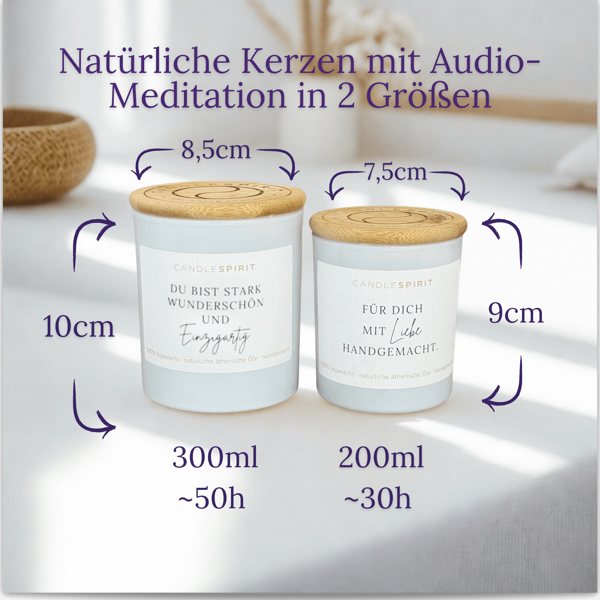 "Du bist stark, wunderschön und einzigartig" | Duftkerze mit ätherischen Ölen & Audio-Meditation