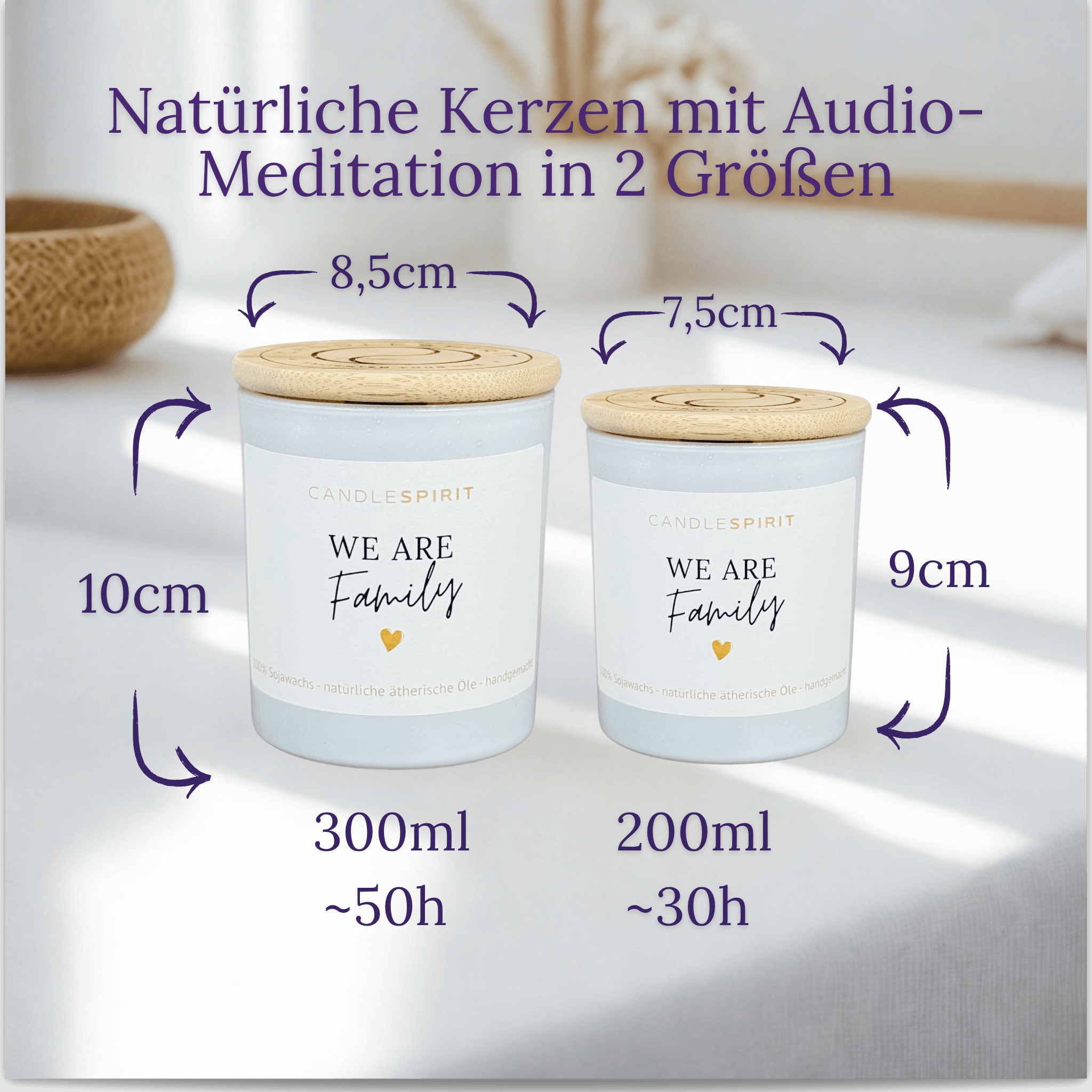 Duftkerze "We are Familie" riecht fruchtig-frisch nach Lebensfreude mit 10Min. Auszeit