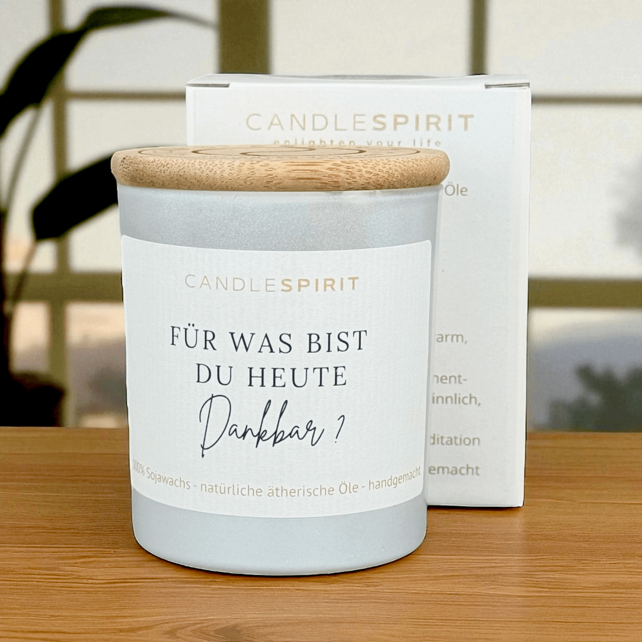 "Für was bist du heute dankbar?" | Aromatherapie Duftkerze &  Gratis Meditation | Bio-Sojawachs