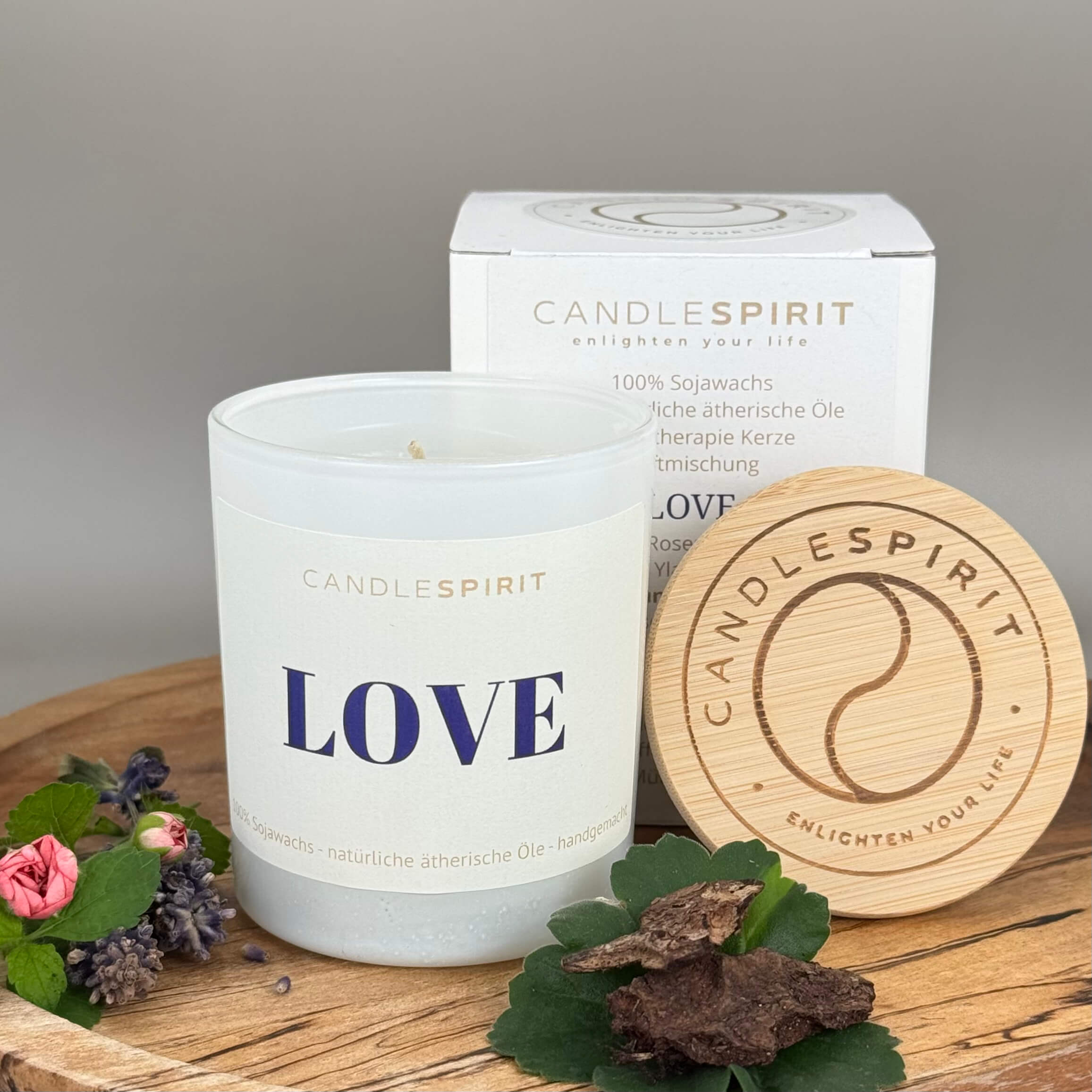 "LOVE" | Aromatherapie Duftkerze mit Meditation