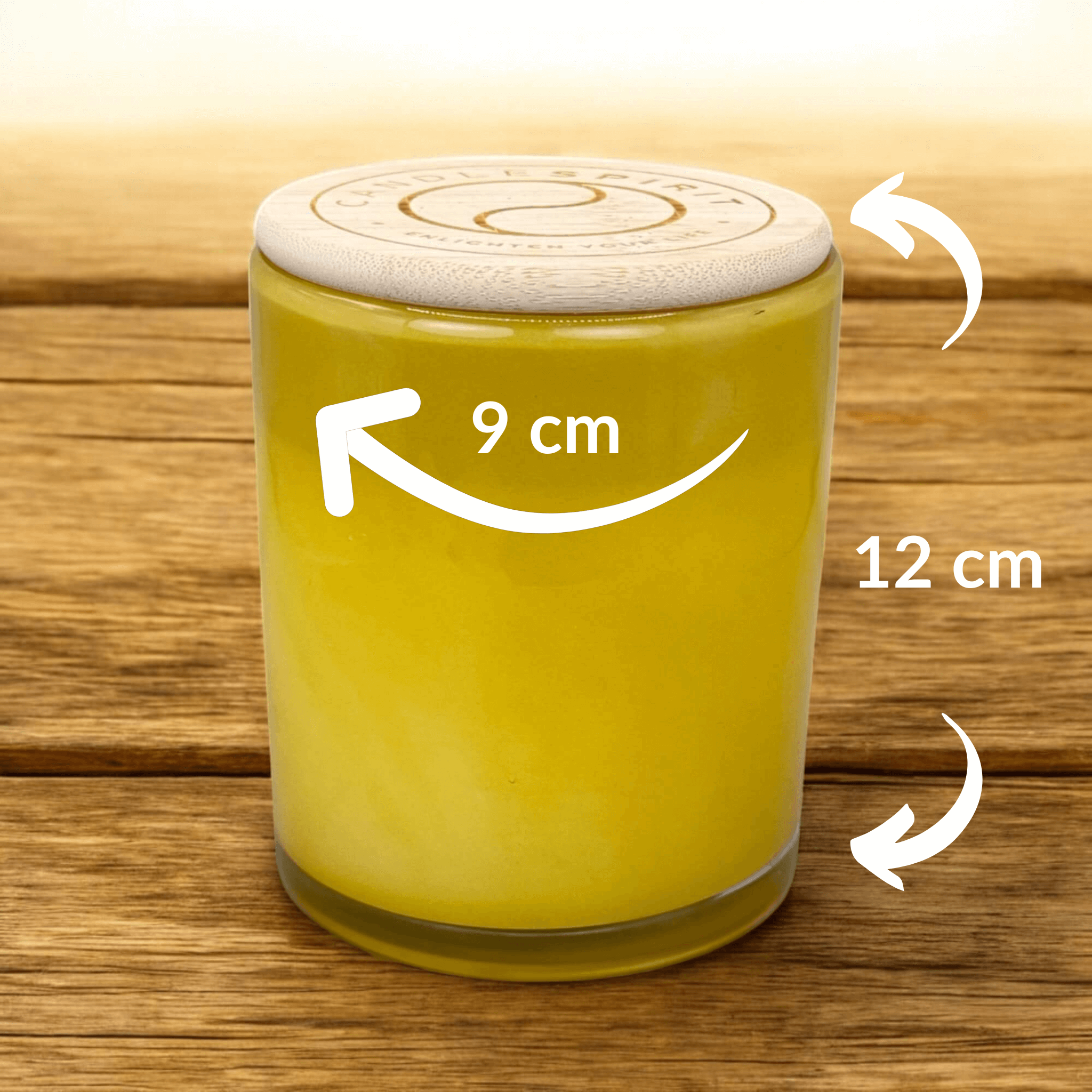 Design Sonderedition Aromatherapie Kerze Sonnengelb | Duft "JOY OF LIFE" | 360g Net | 80h Brennfreude | Gratis Meditation je Duft im Bambusdeckel