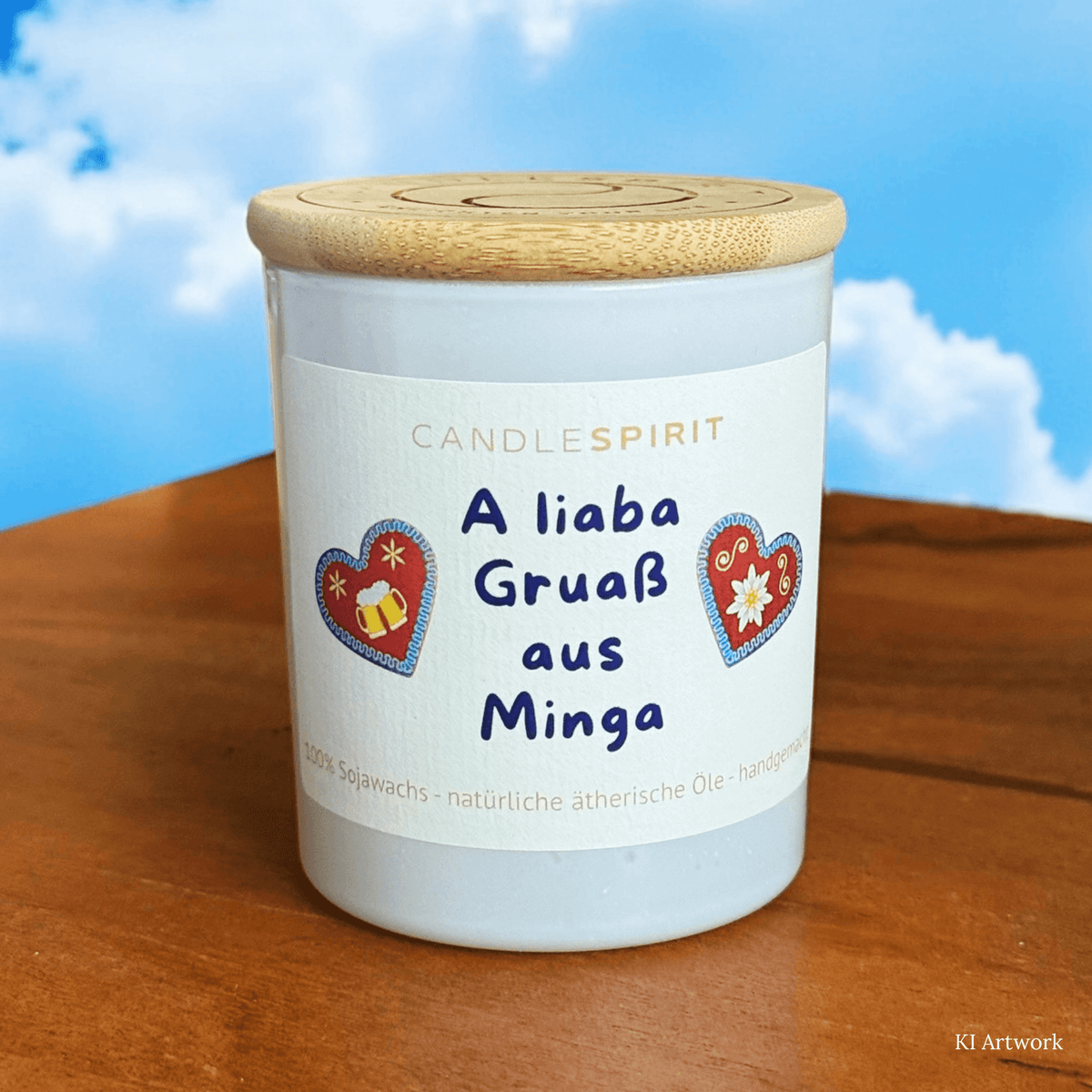 CANDLESPIRIT Audio-Kerze A liaba Gruaß aus Minga AI Artwork