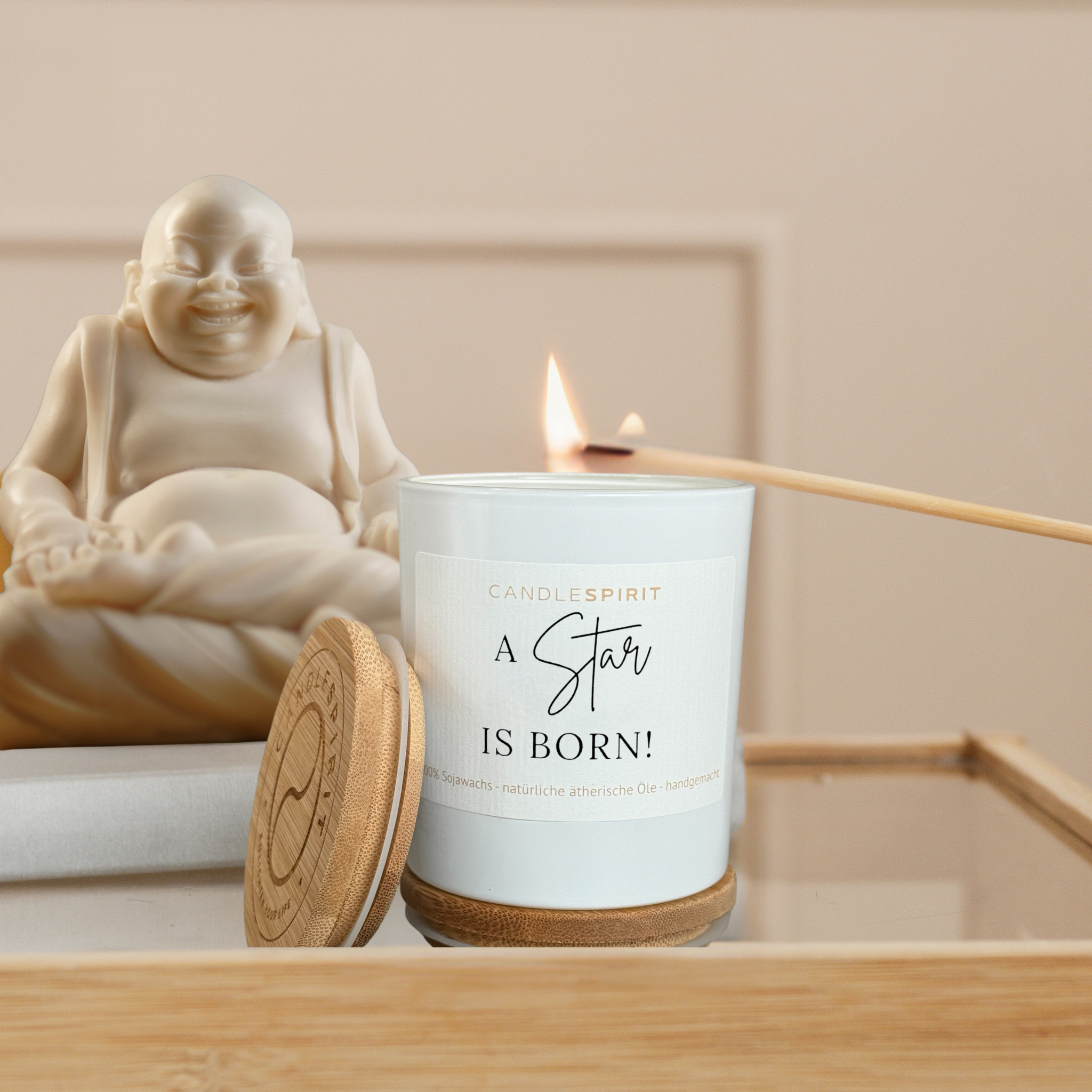 Kerze A Star is born mood Ansicht Buddha