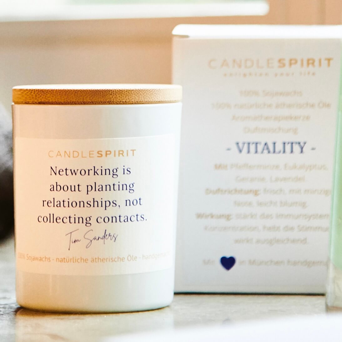 "Networking is about planting relationships, not collecting contacts. Tim Sanders" | Aromatherapie Duftkerze mit kostenloser Meditation