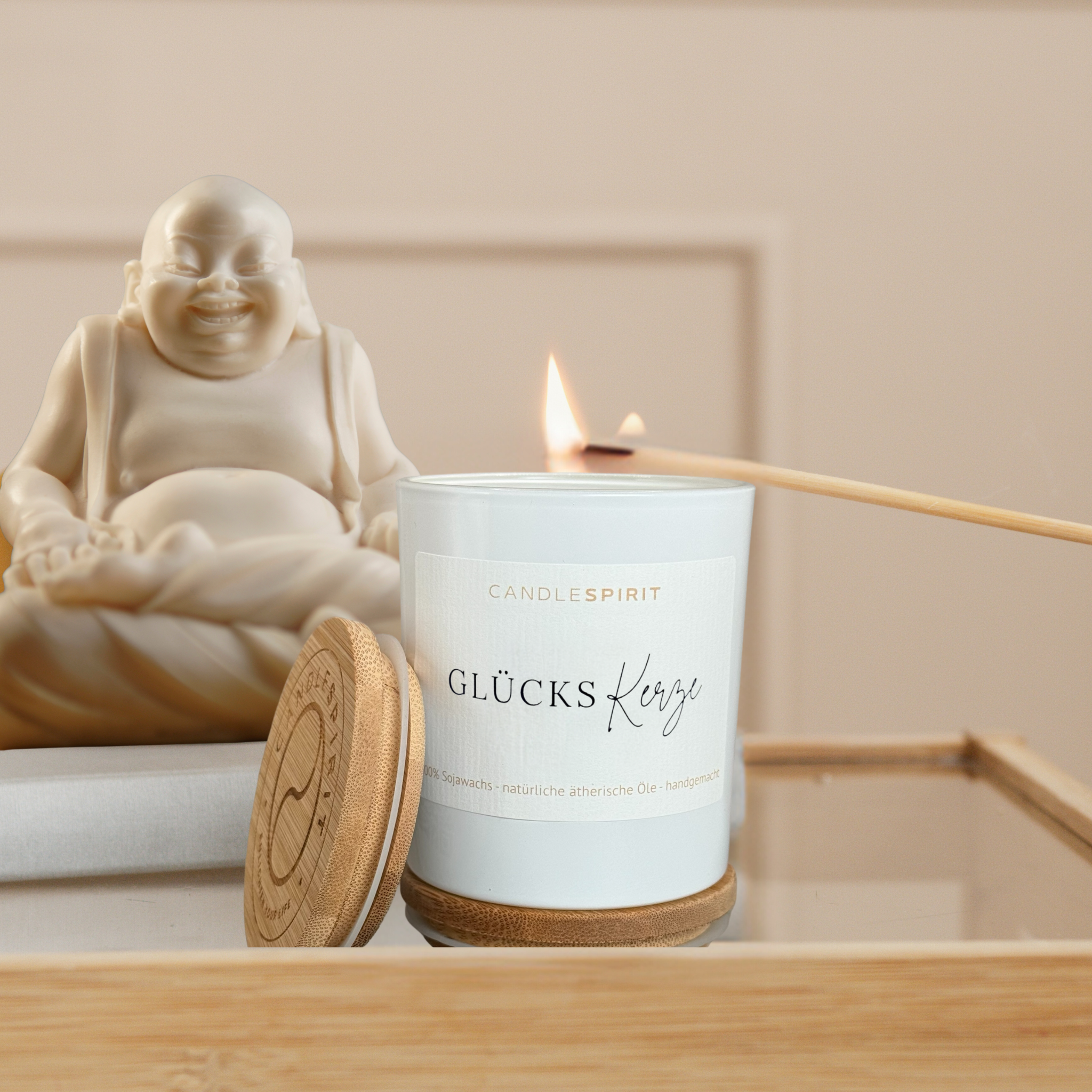 "Glückskerze" | Aromatherapie Duftkerze mit Gratis Meditation